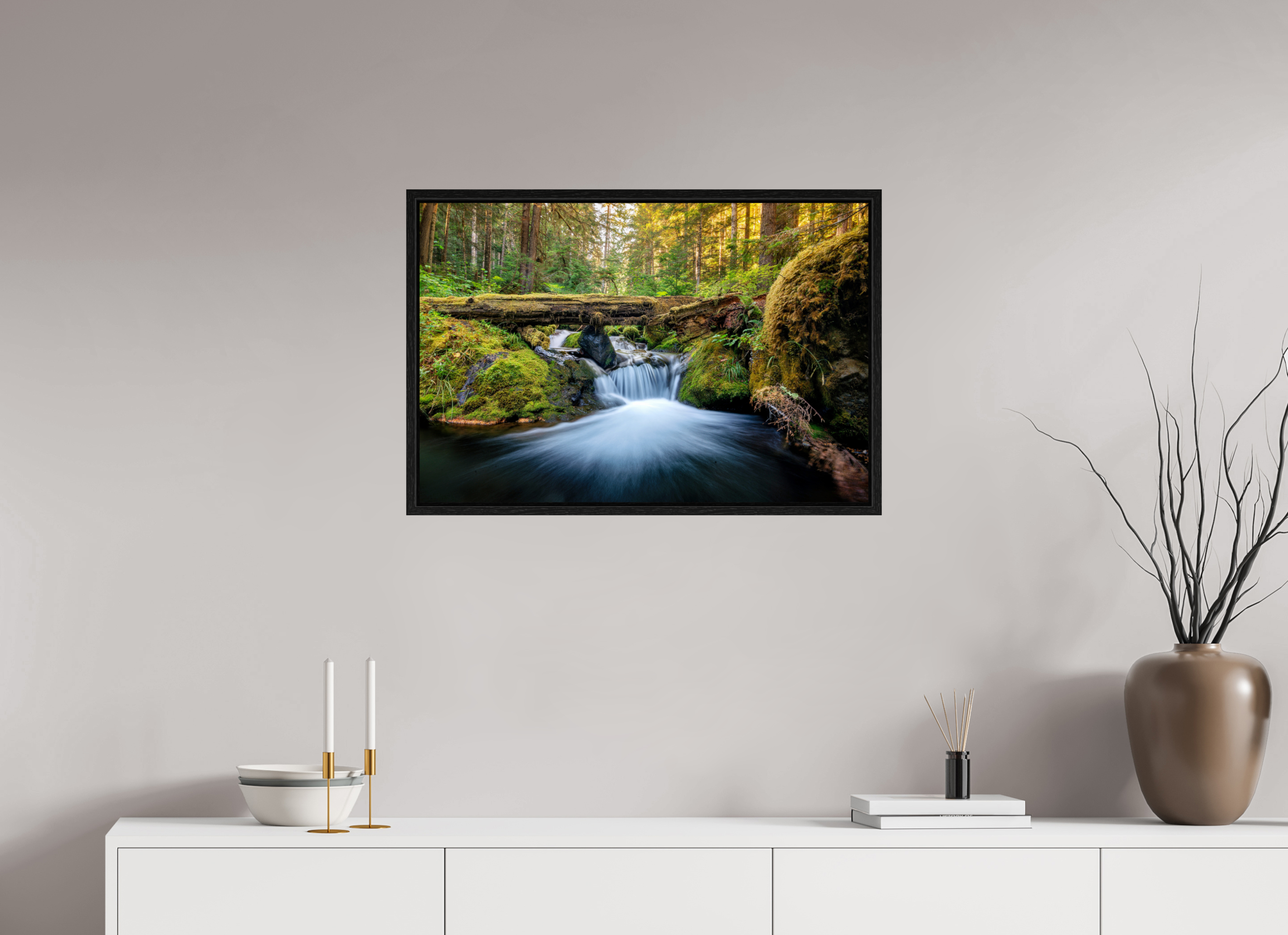 30 x 20″, Floater Frame Falls on the Quilcene River