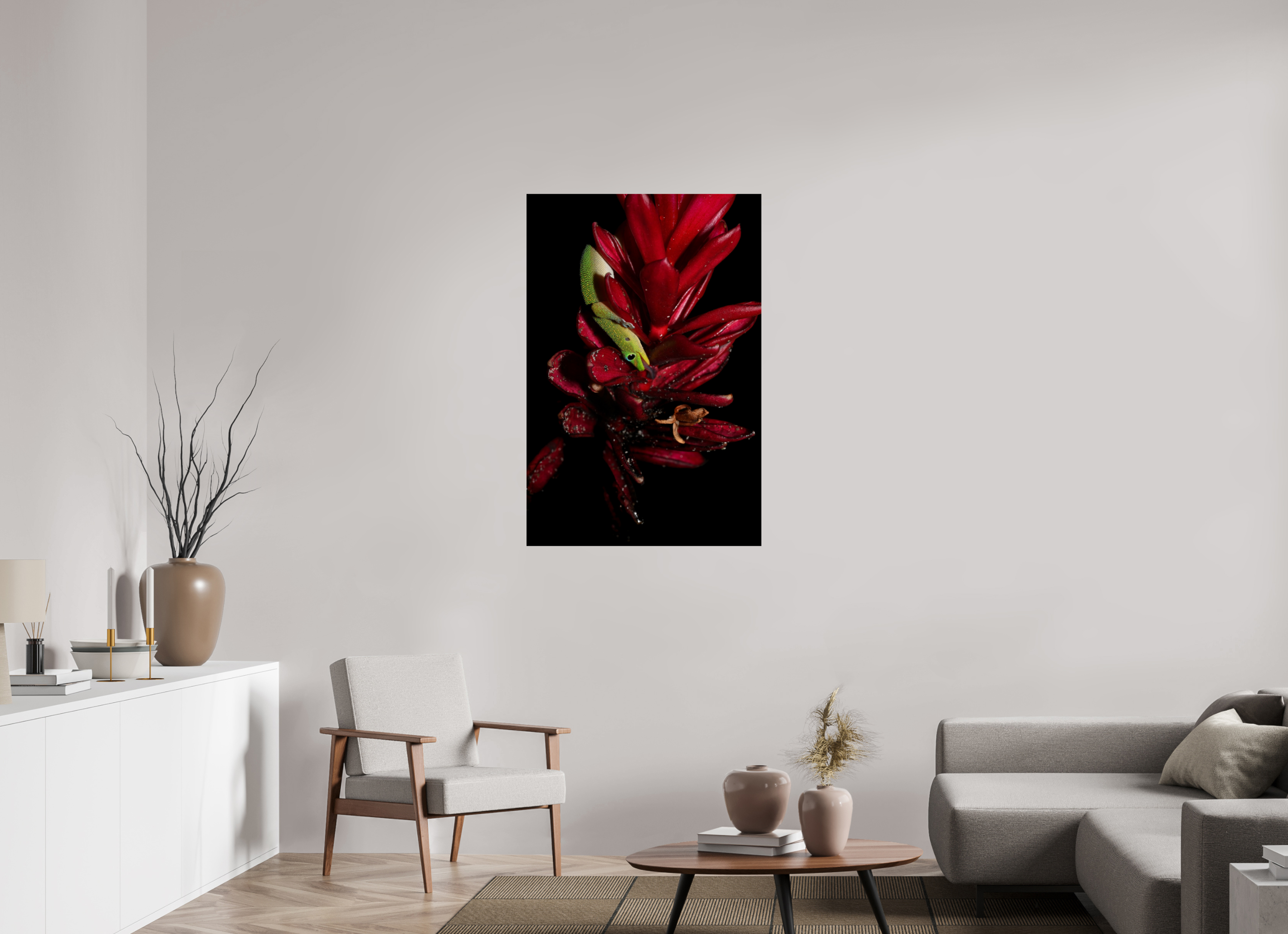 30 x 45″, Photo Print On Fuji Crystal DP II Gecko on Flower