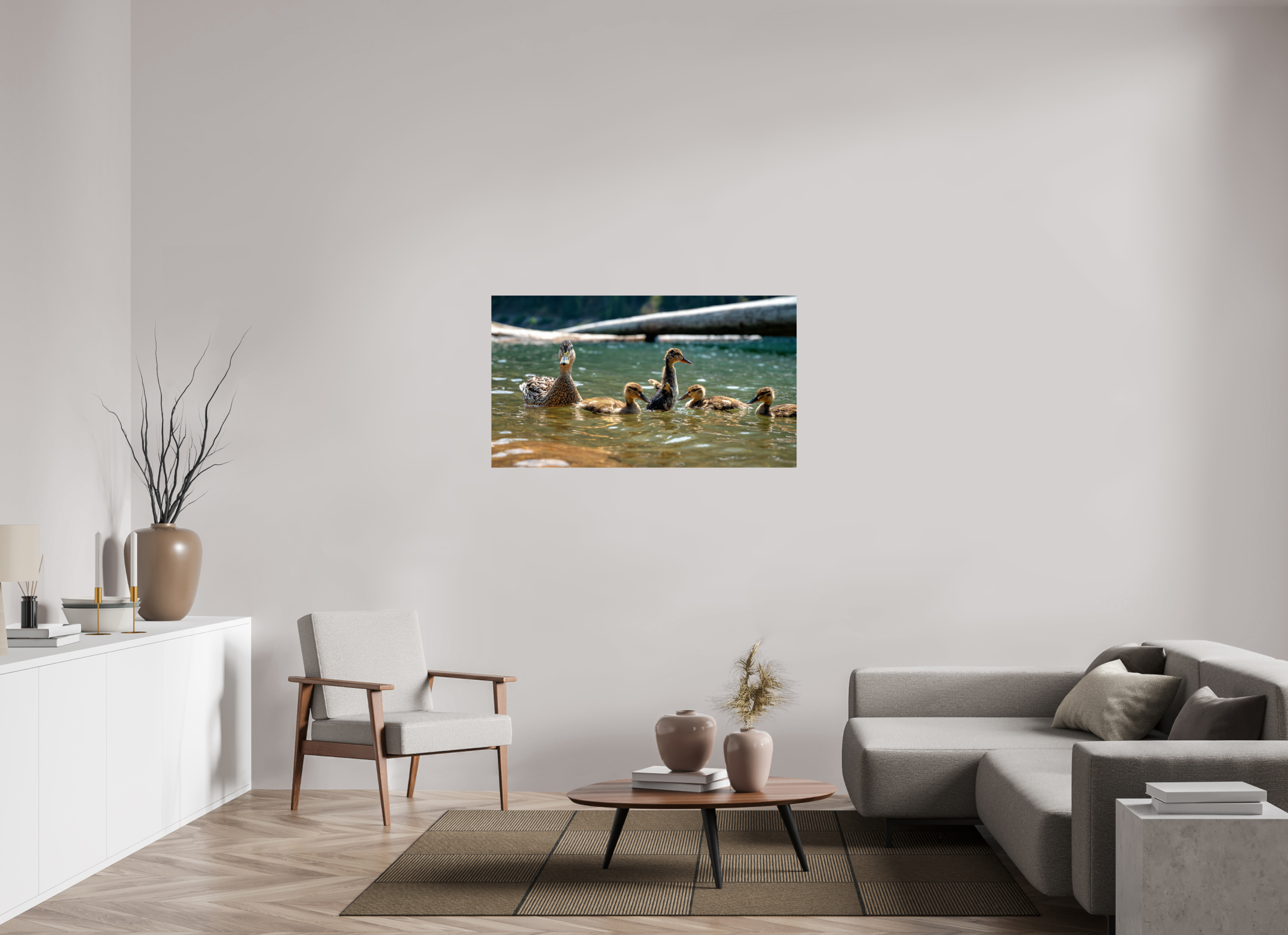 49 x 27.6″, Photo Print on Aluminum Backing Ducklings These Days.