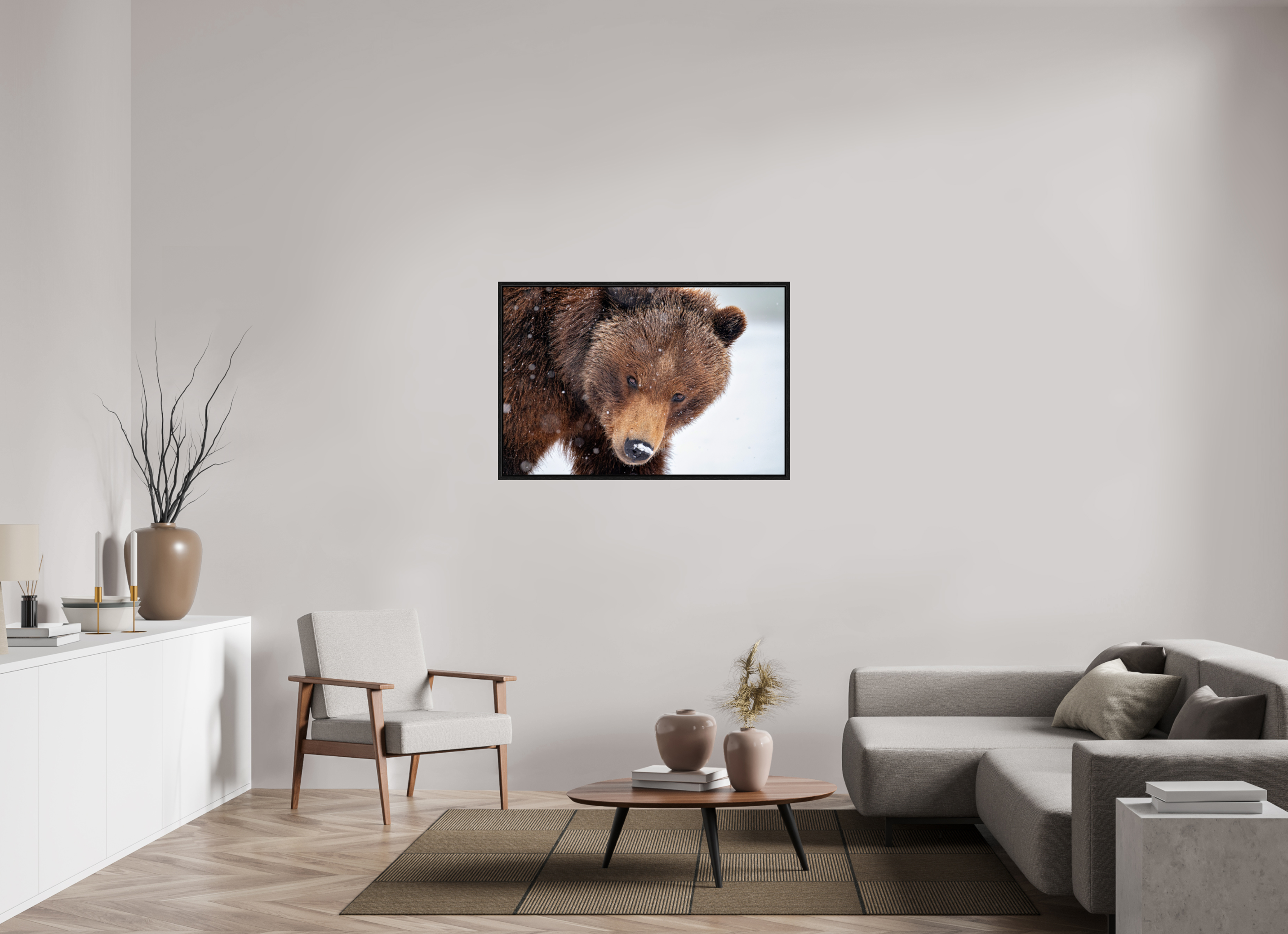 45 x 30″, Floater Frame Bear Stare