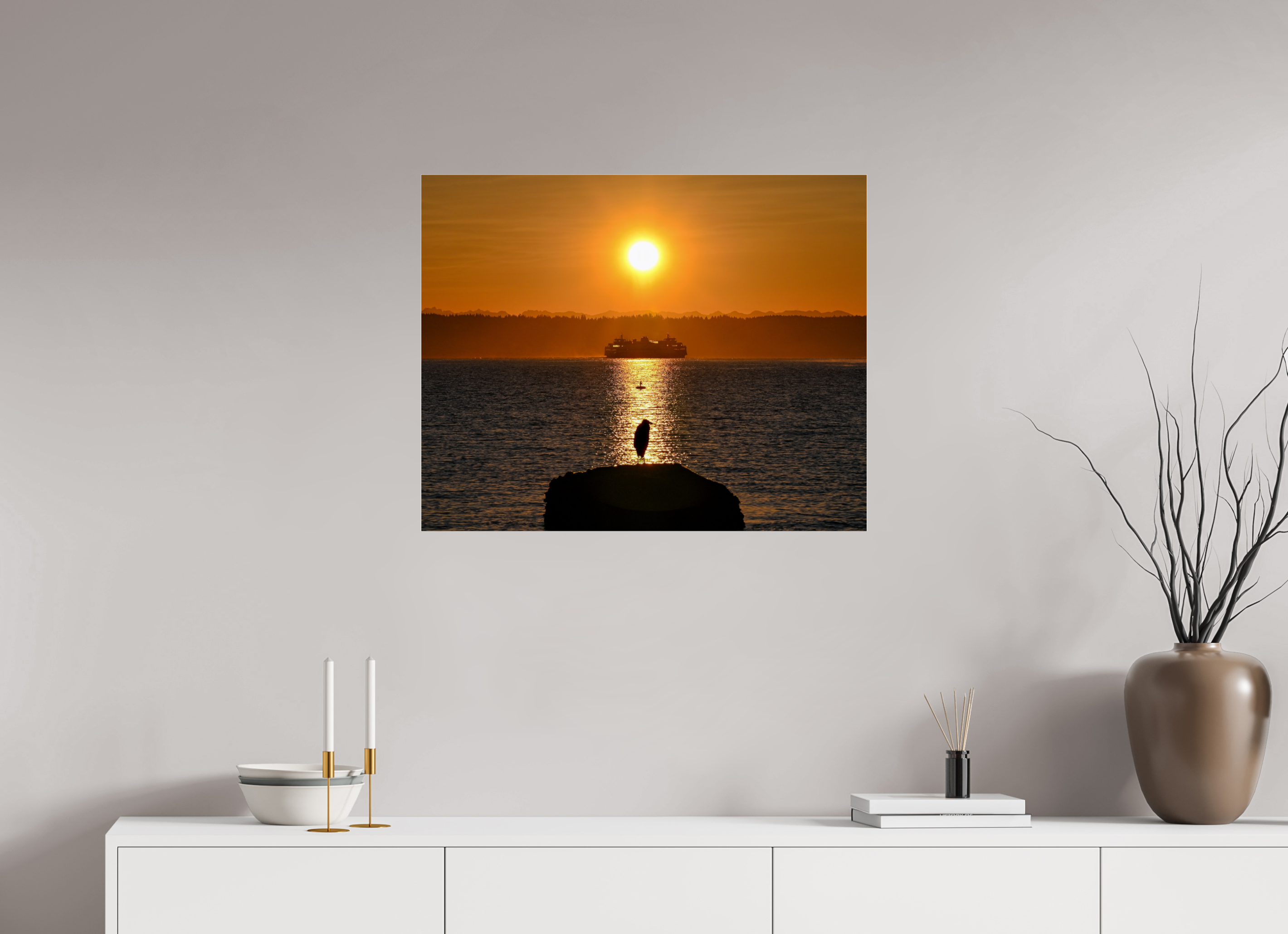30 x 24″, Photo Print Under Acrylic Glass Sunrise on Tide Rock