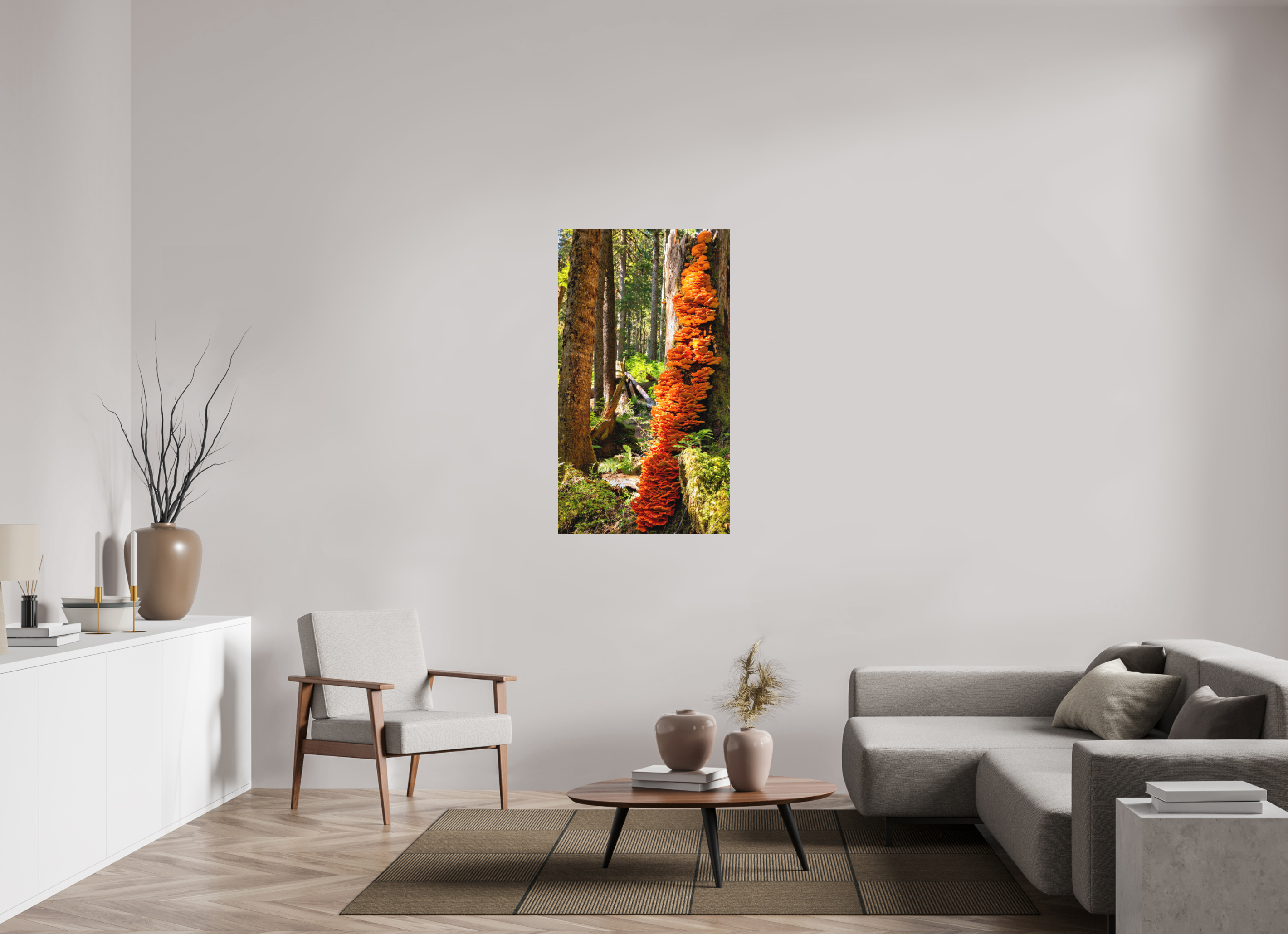 27.6 x 49″, Direct Print on Aluminum with mounting hardware included. Flaming Stump