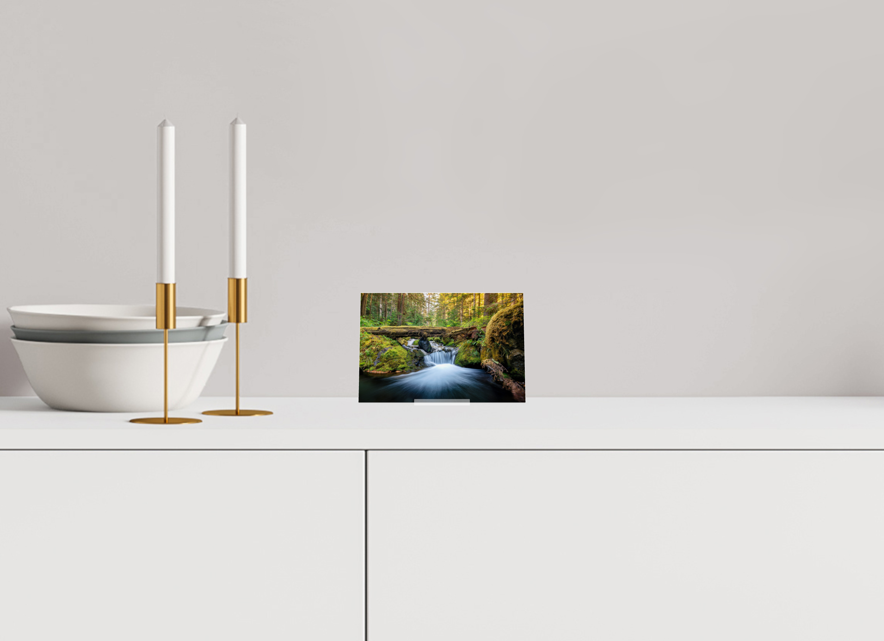 6 x 4″, Acrylic Glass on Stand Falls on the Quilcene River