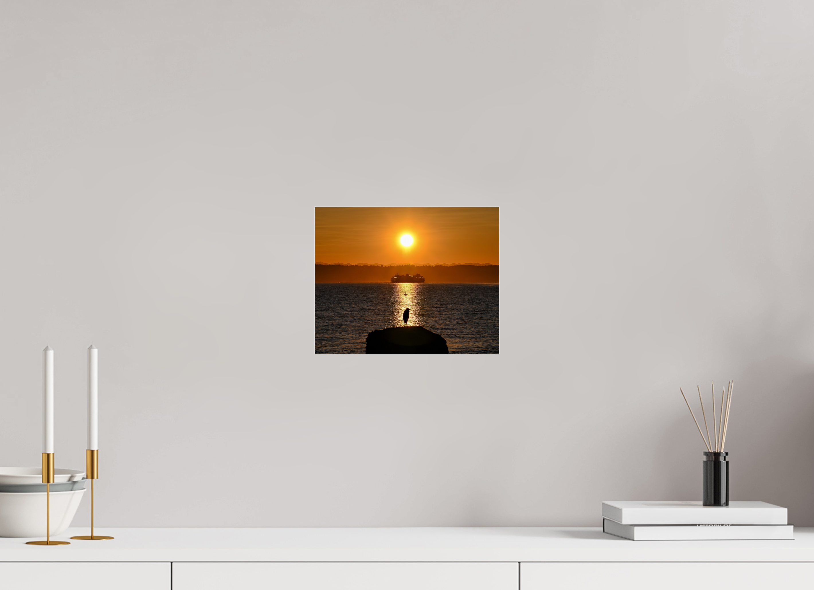 10 x 8″, Photo Mounted Under Acrylic Glass Sunrise on Tide Rock