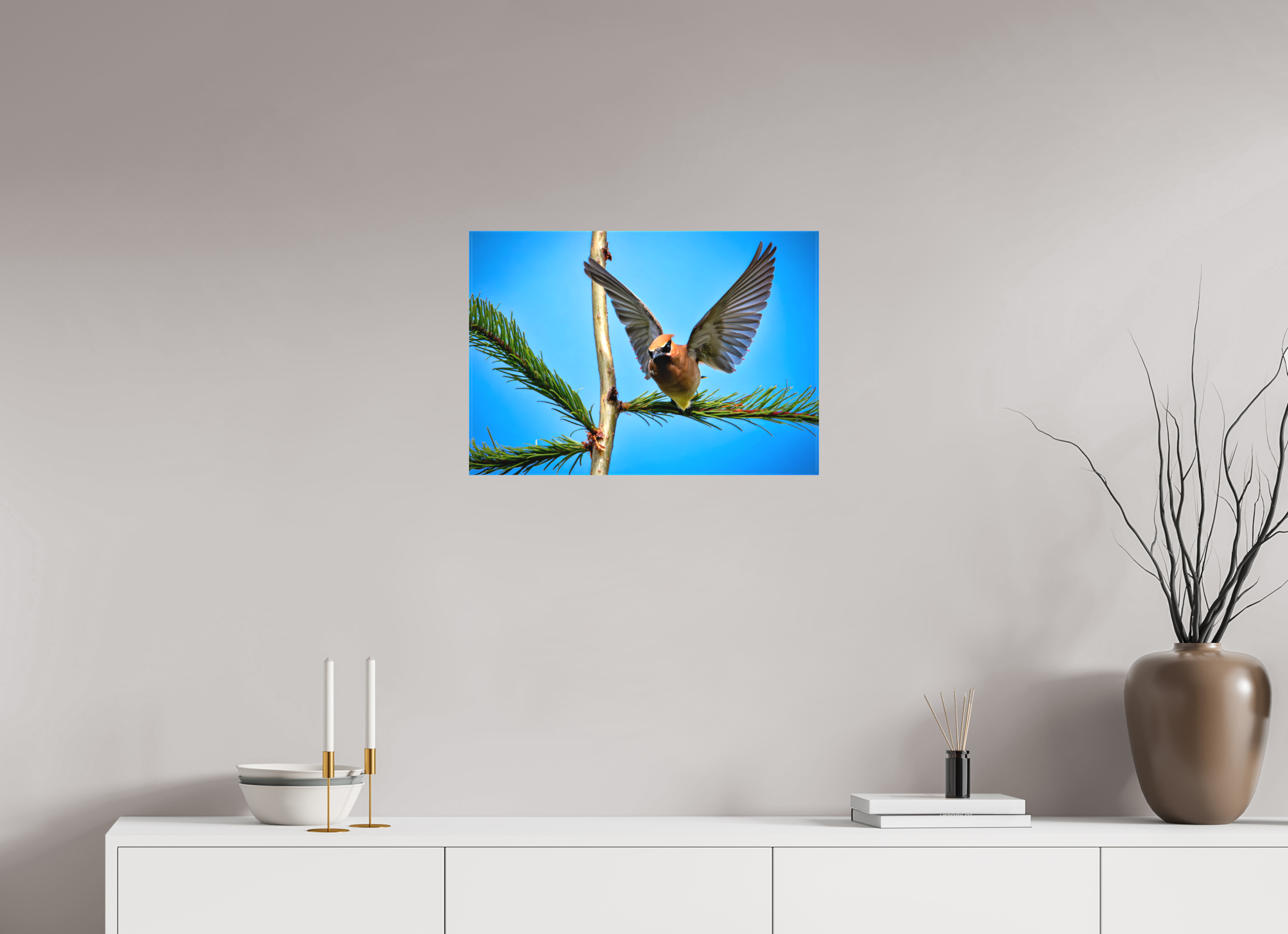 23.1 x 16″, Matte Canvas with Wrapped Edges Wing of the Waxwing