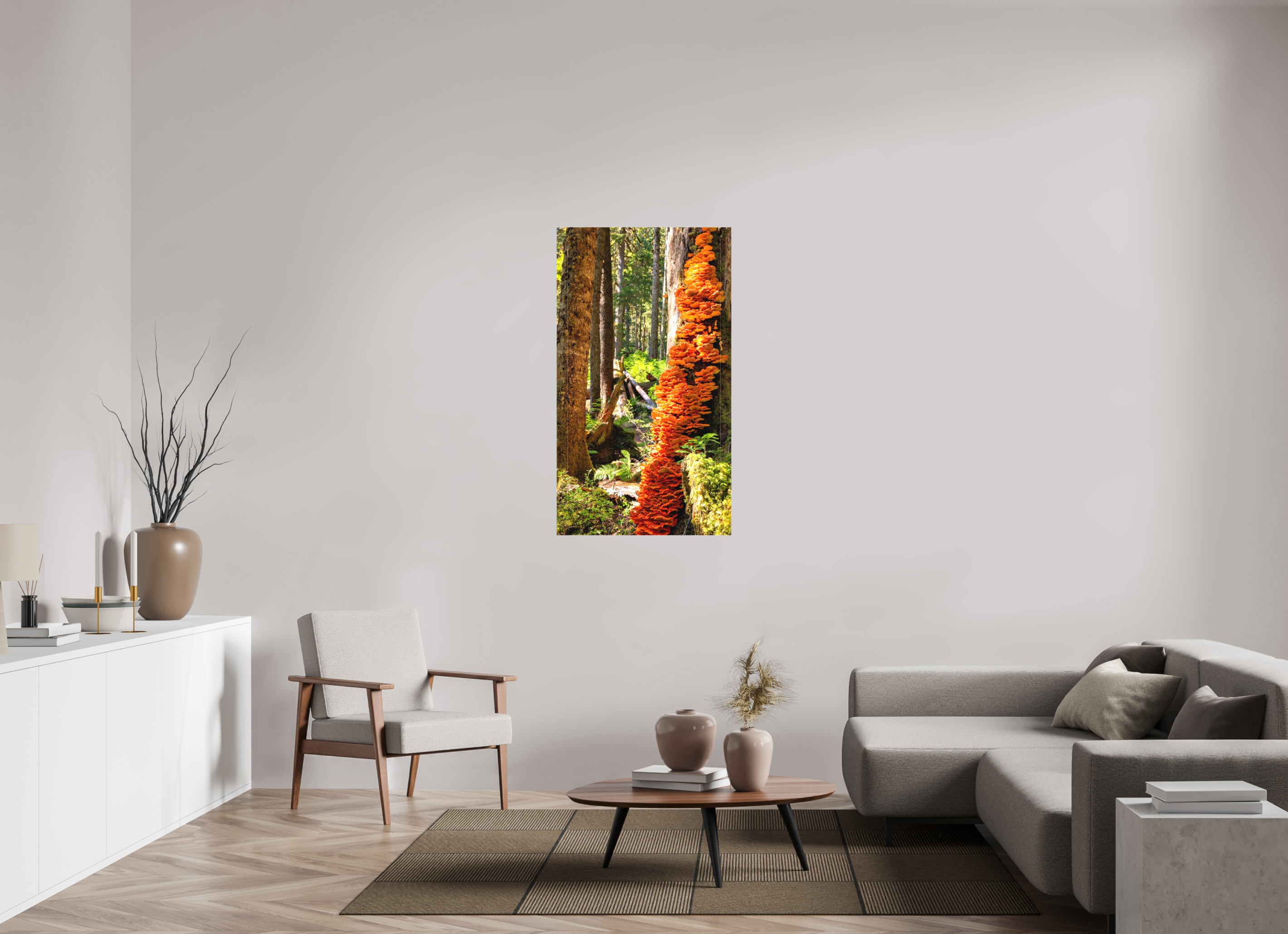 27.6 x 49″, Matte Canvas with Wrapped Edges Flaming Stump