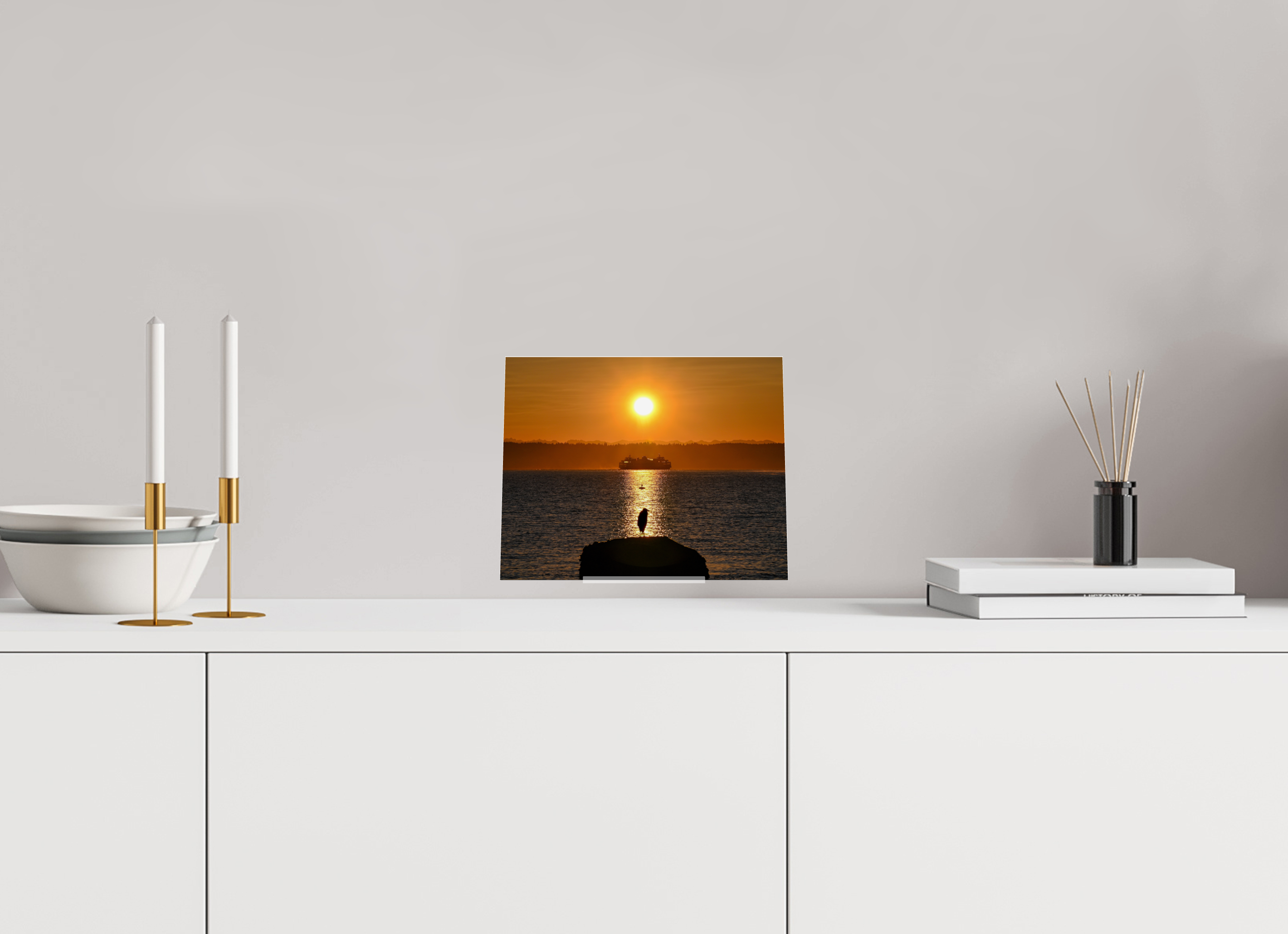 9.4 x 7.5″, Acrylic Glass on Stand Sunrise on Tide Rock