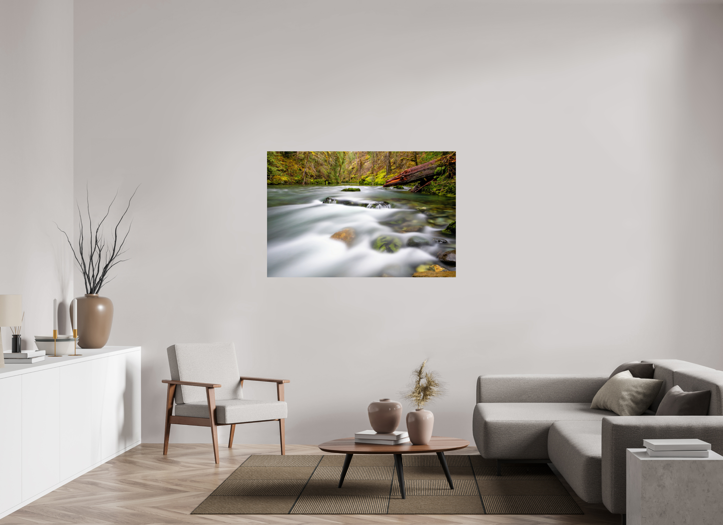 54 x 36″, Photo Print on Aluminum Backing River Rocks