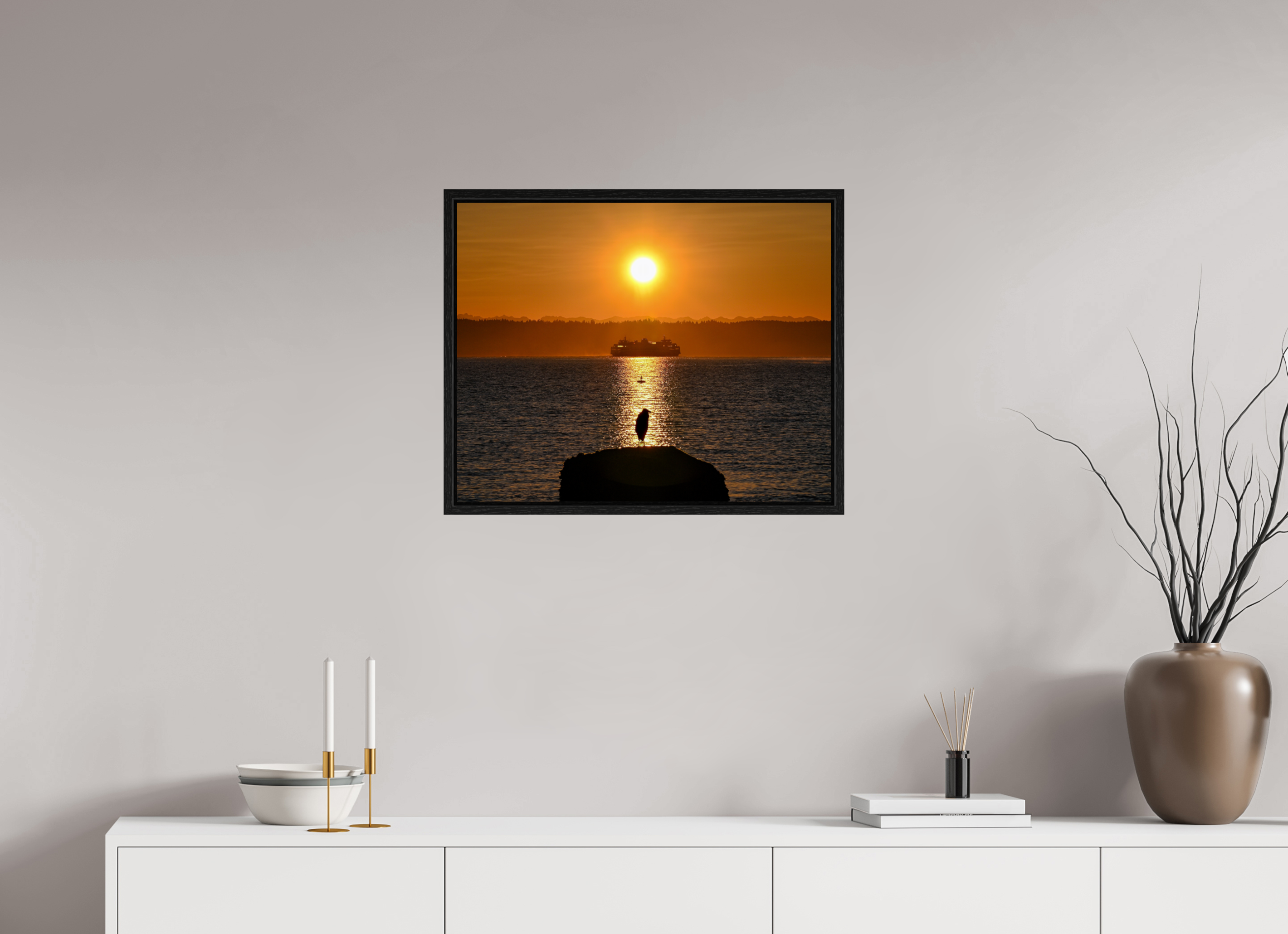 25 x 20″, Floater Frame Sunrise on Tide Rock