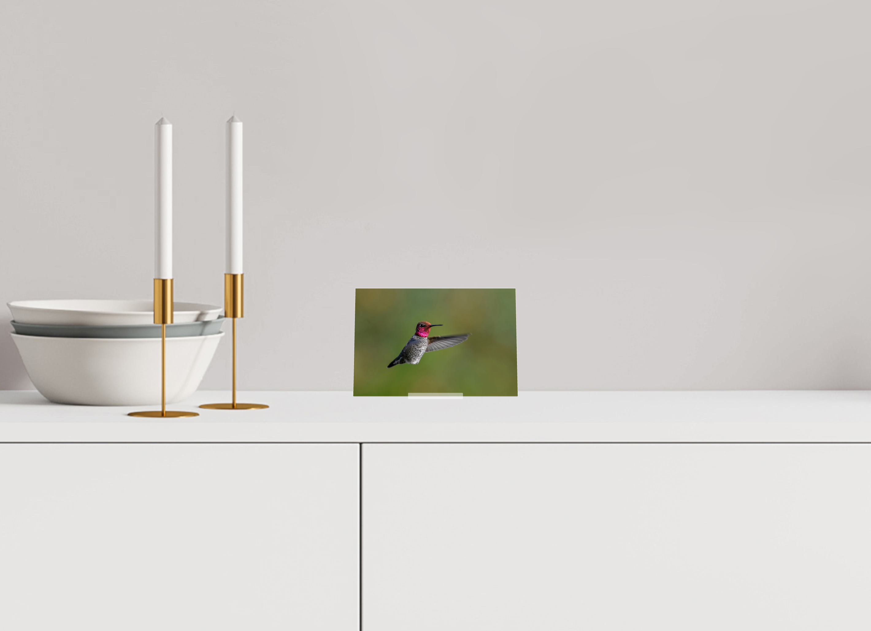 6 x 4″, Acrylic Glass on Stand Glowing Anna's