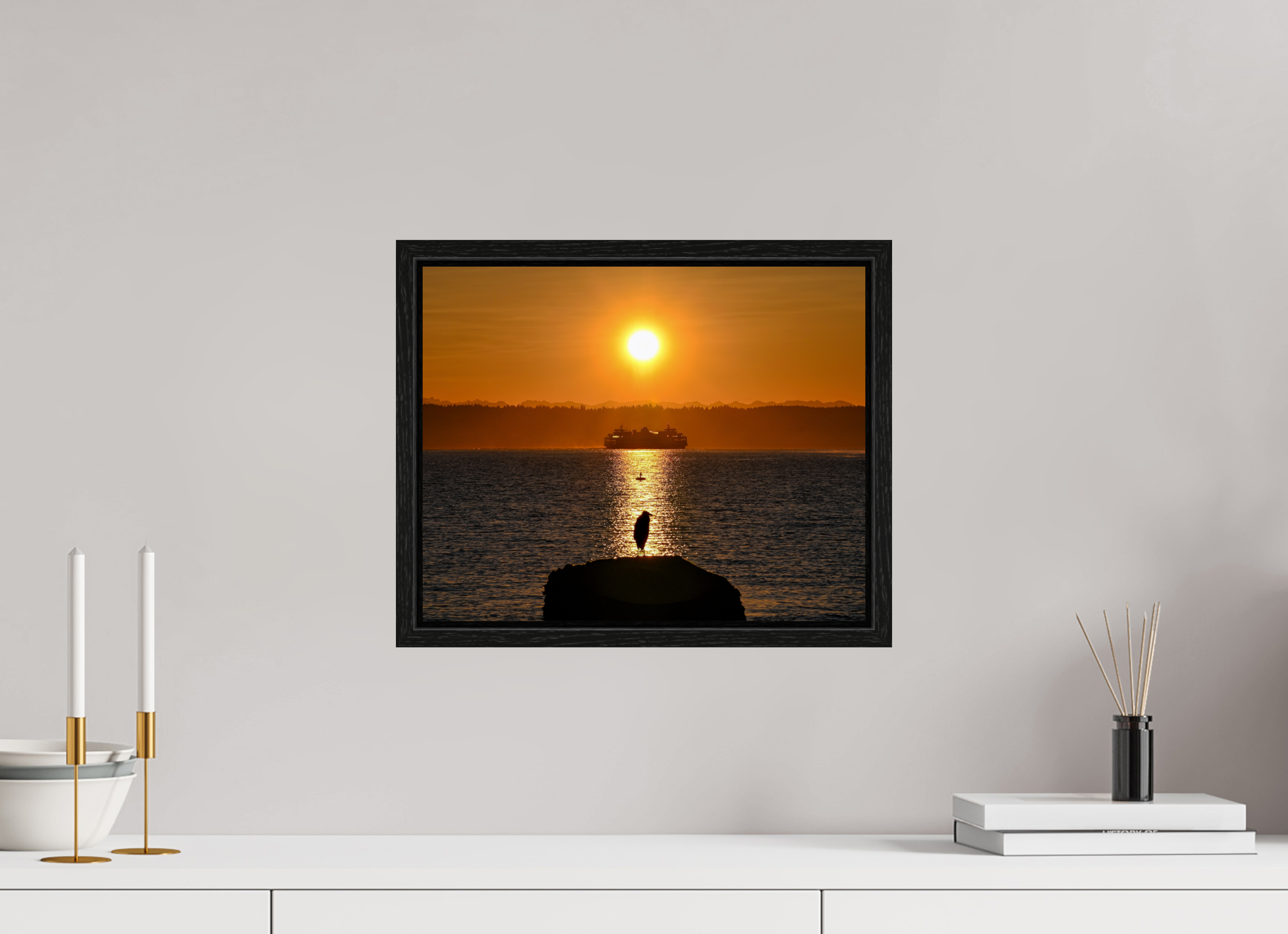 15 x 12″, Floater Frame Sunrise on Tide Rock