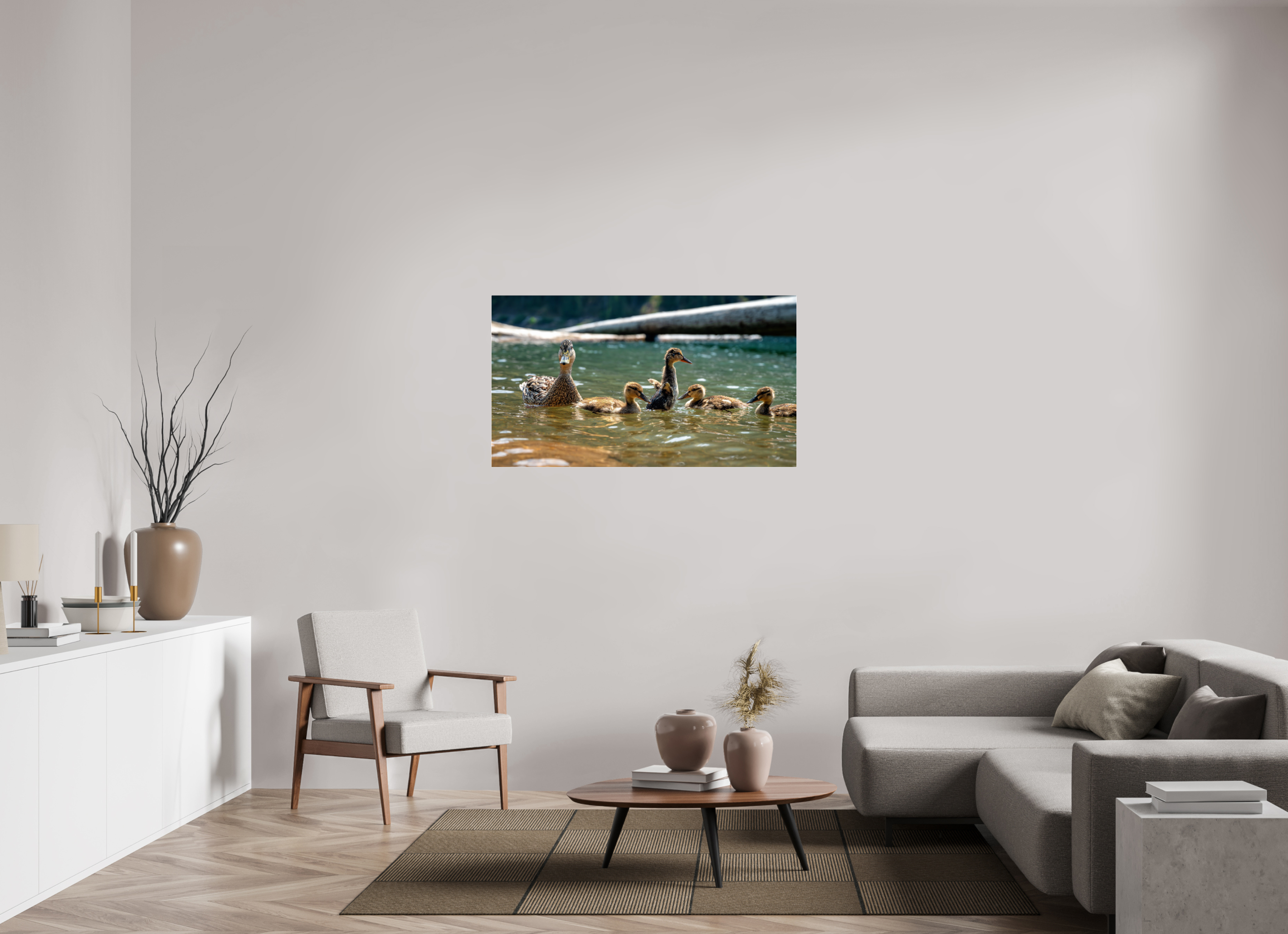 49 x 27.6″, Photo Mounted Under Acrylic Glass Ducklings These Days.