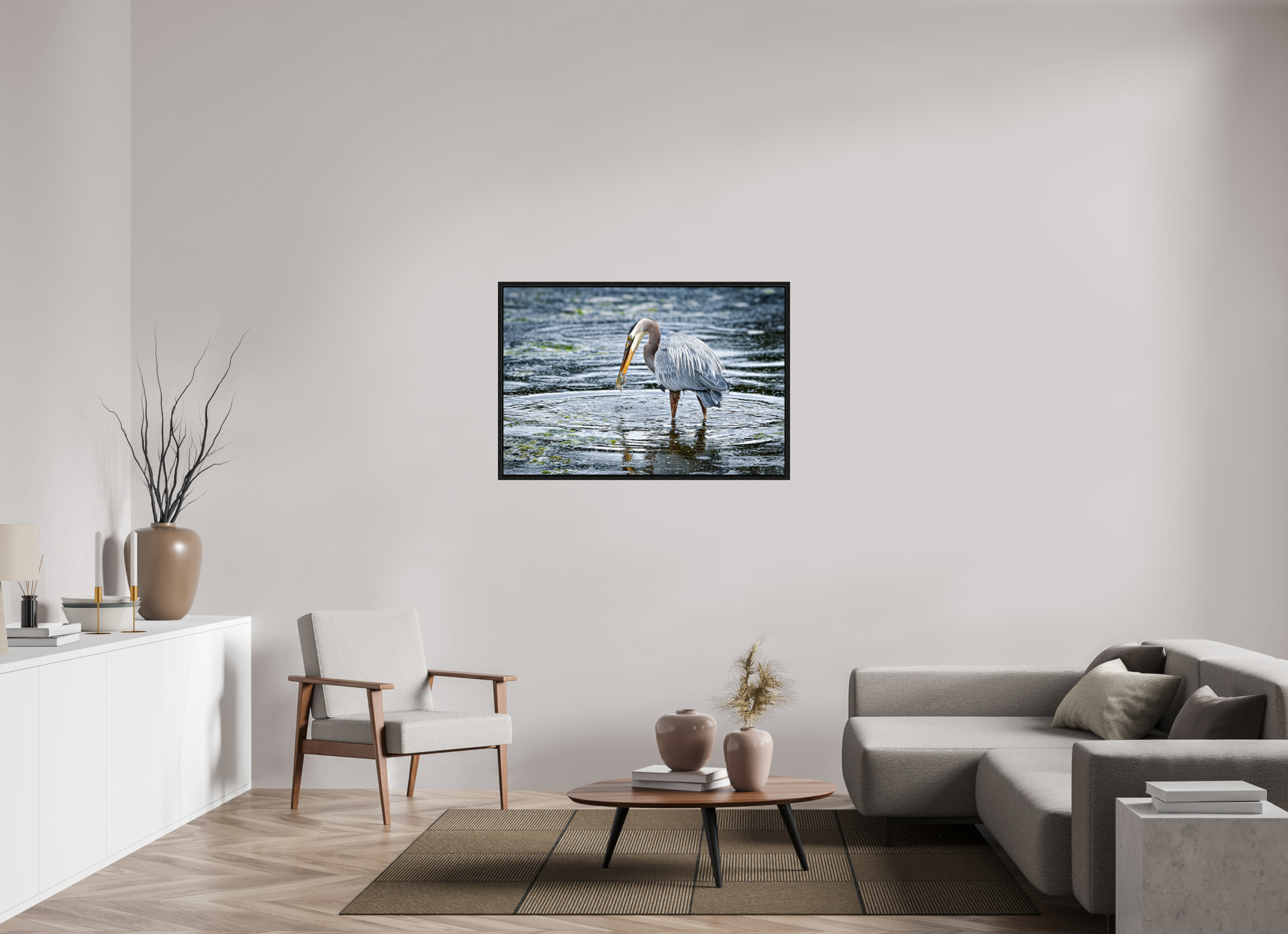 45 x 30″, Floater Frame Surprised Dinner