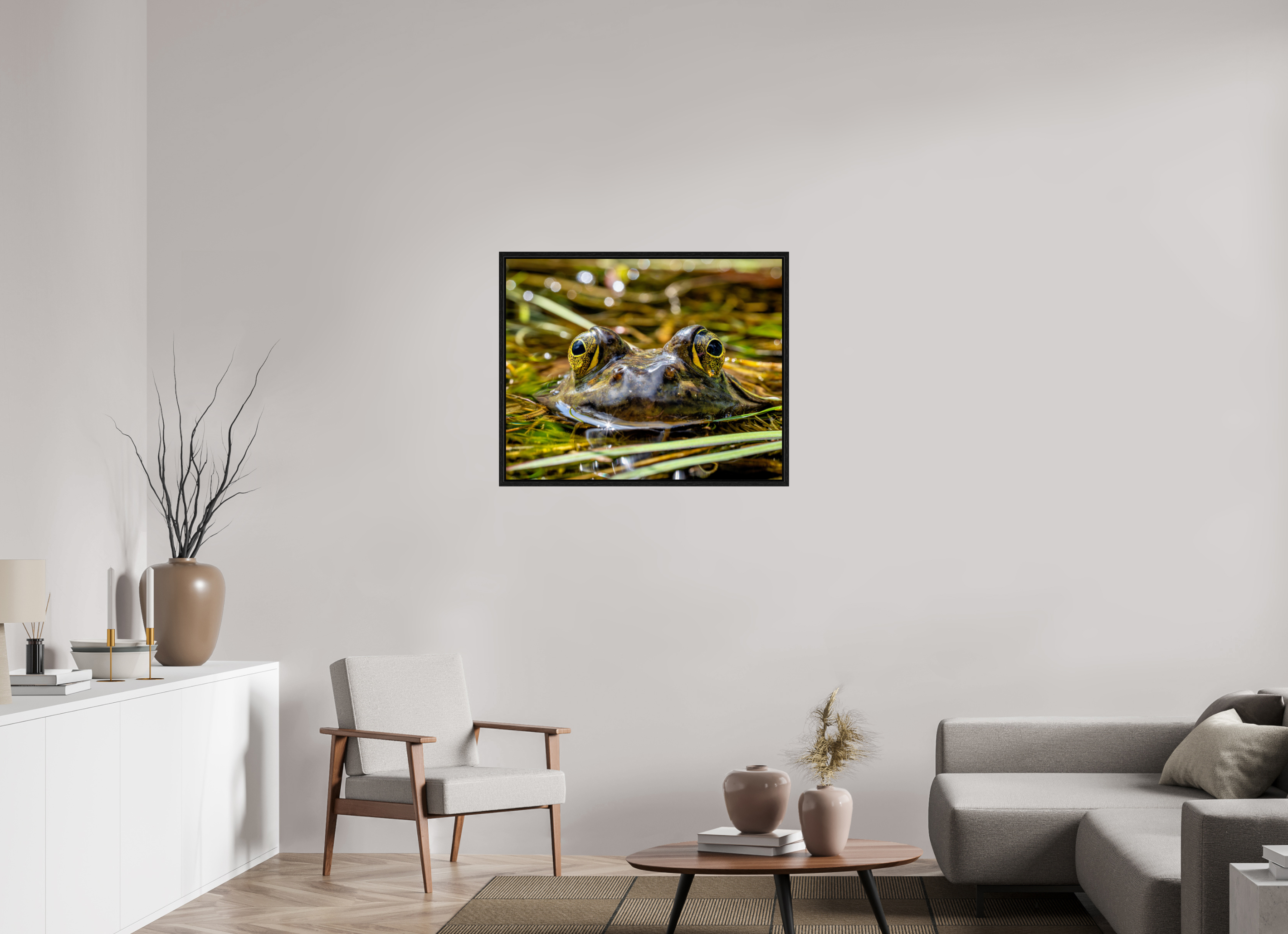 35 x 28″, Floater Frame Eyes of Frog
