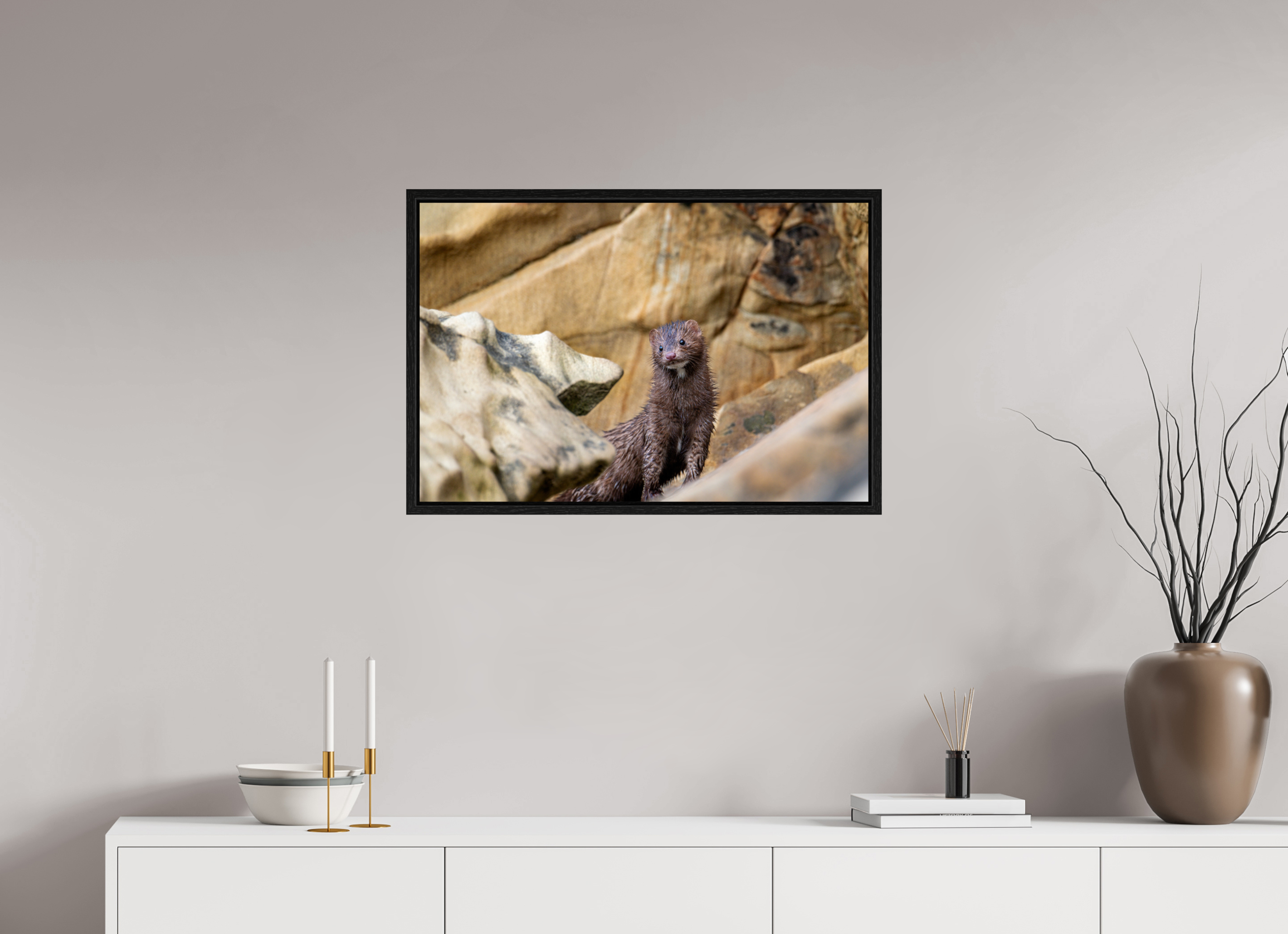 30 x 20″, Floater Frame Seaside Mink