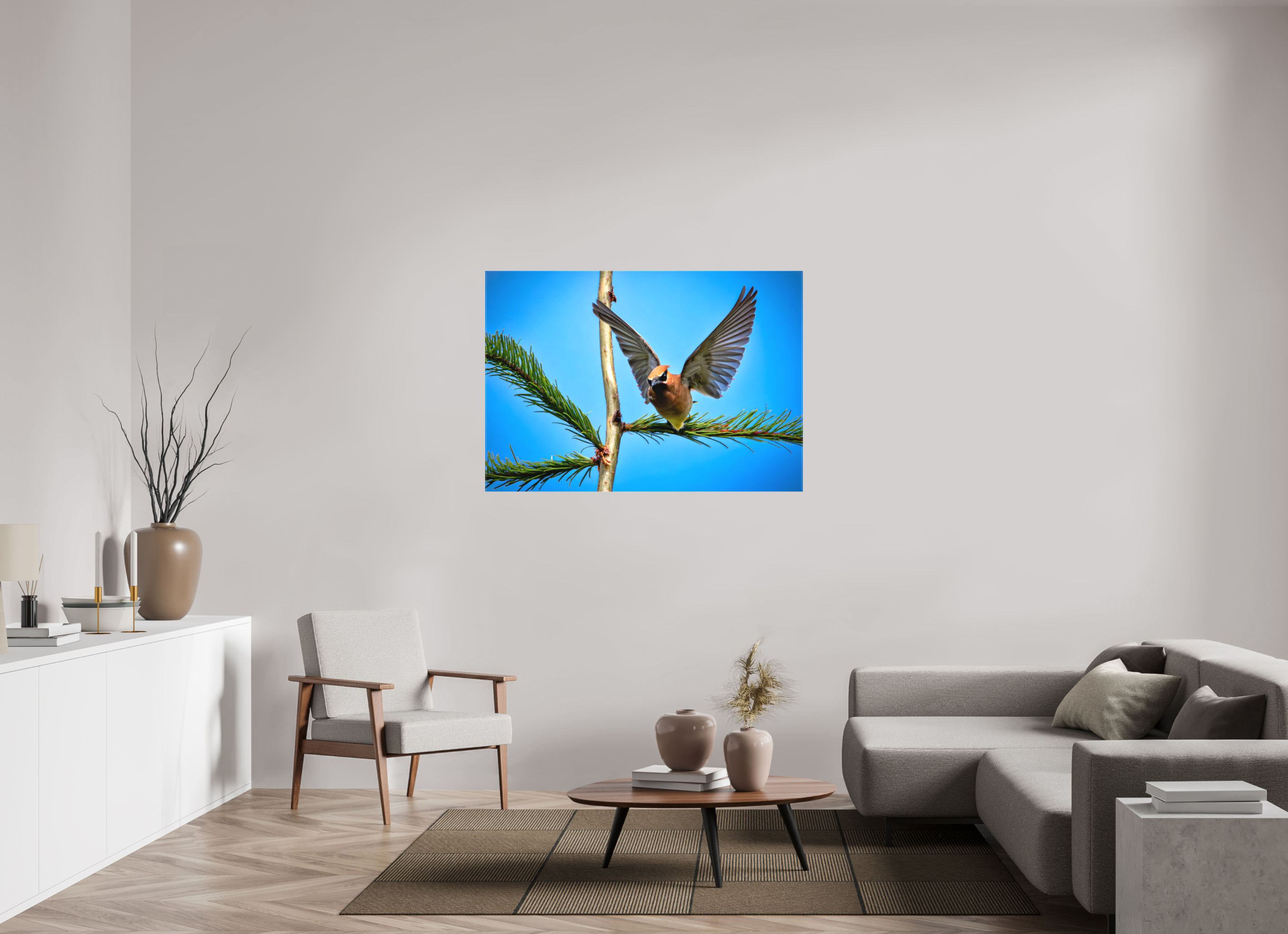 50.6 x 35″, Matte Canvas with Wrapped Edges Wing of the Waxwing