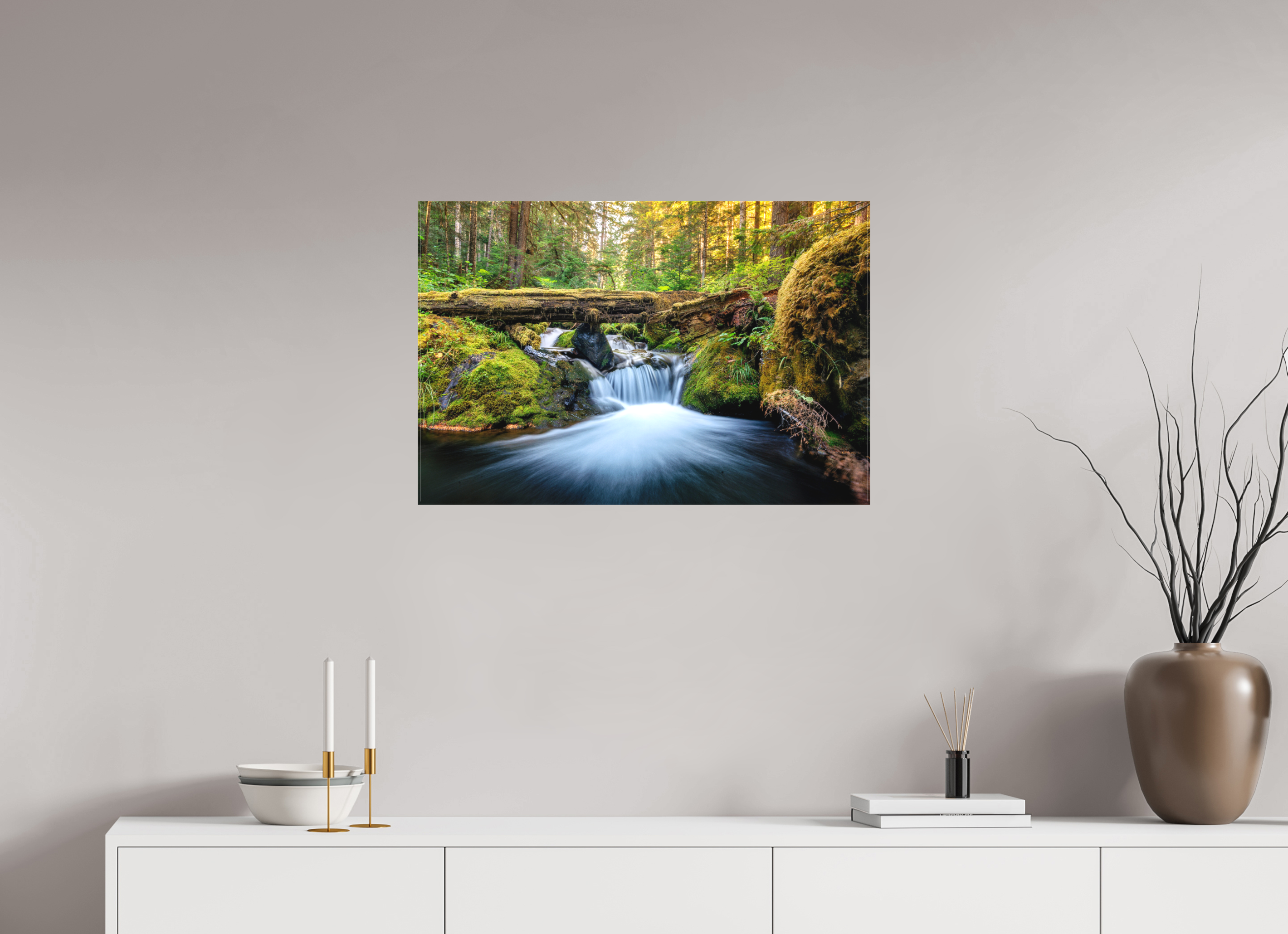 30 x 20″, Matte Canvas with Wrapped Edges Falls on the Quilcene River