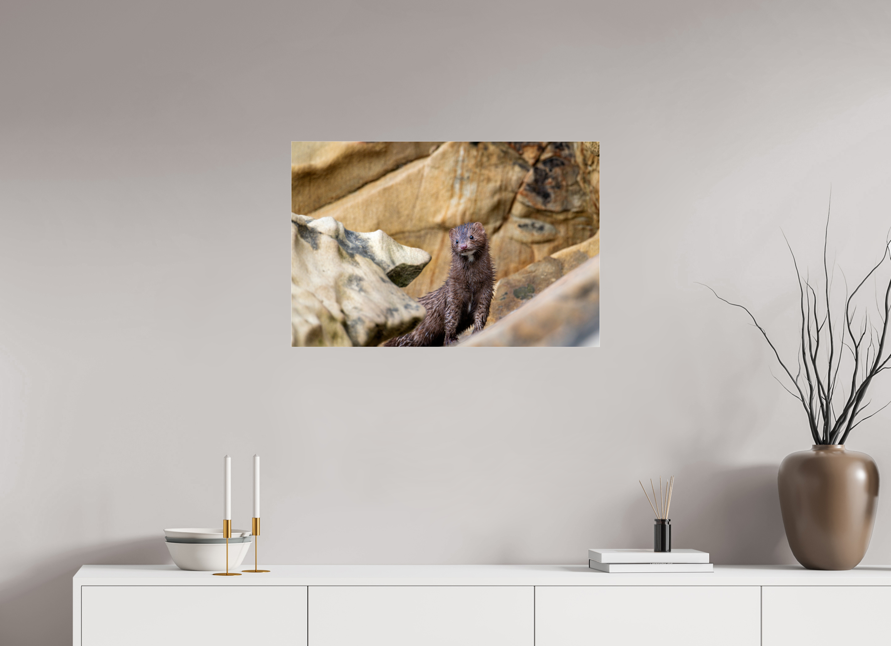 30 x 20″, Photo Print Under Acrylic Glass Seaside Mink