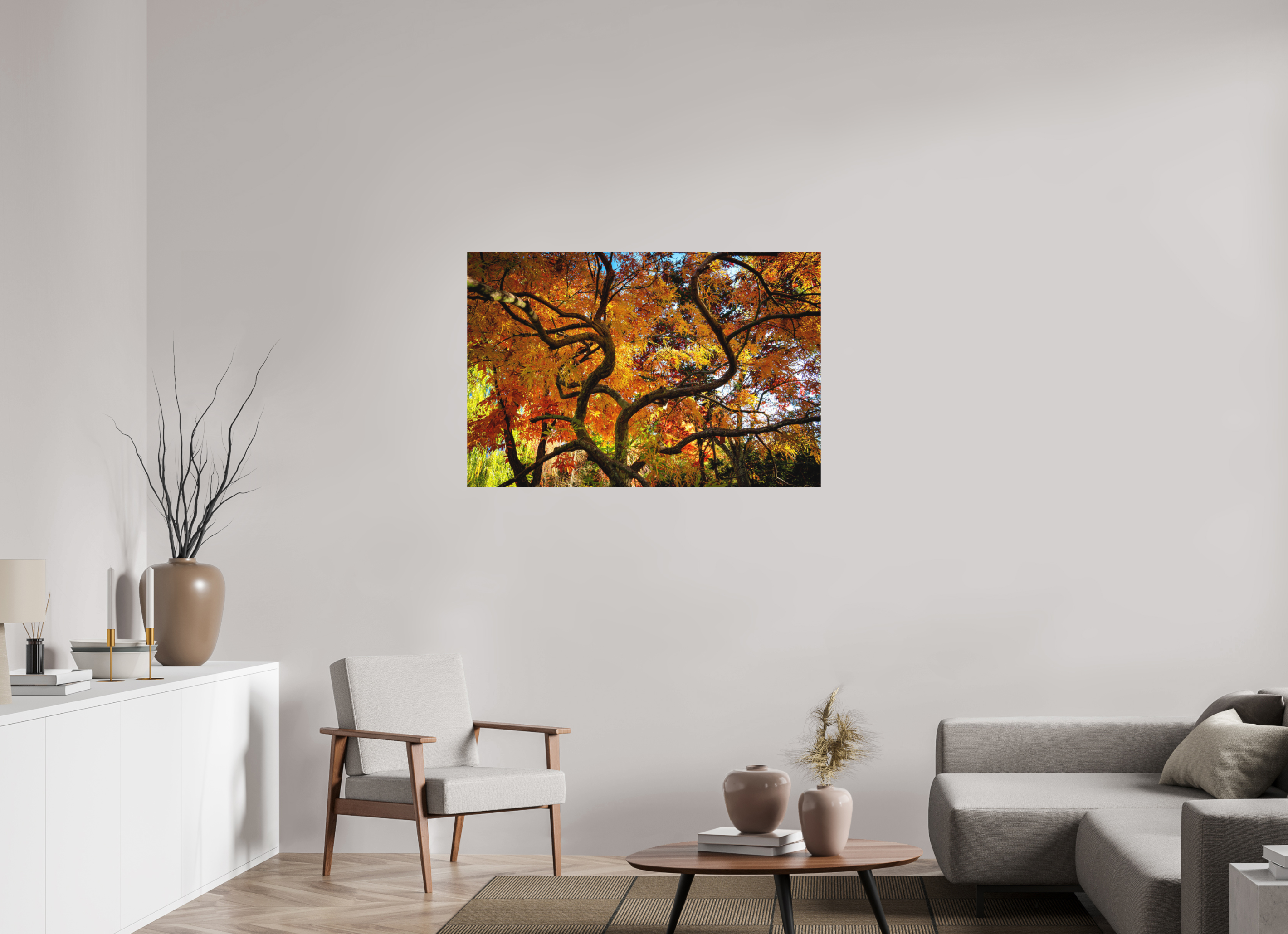 45 x 30″, Direct Print on Aluminum with mounting hardware included. Autumn Maple
