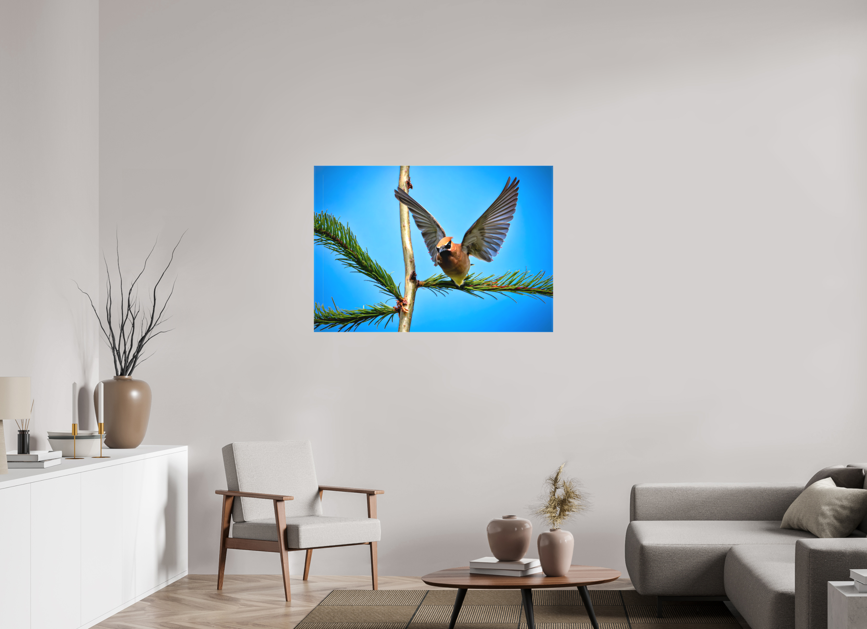 44.8 x 31″, Matte Canvas with Wrapped Edges Wing of the Waxwing