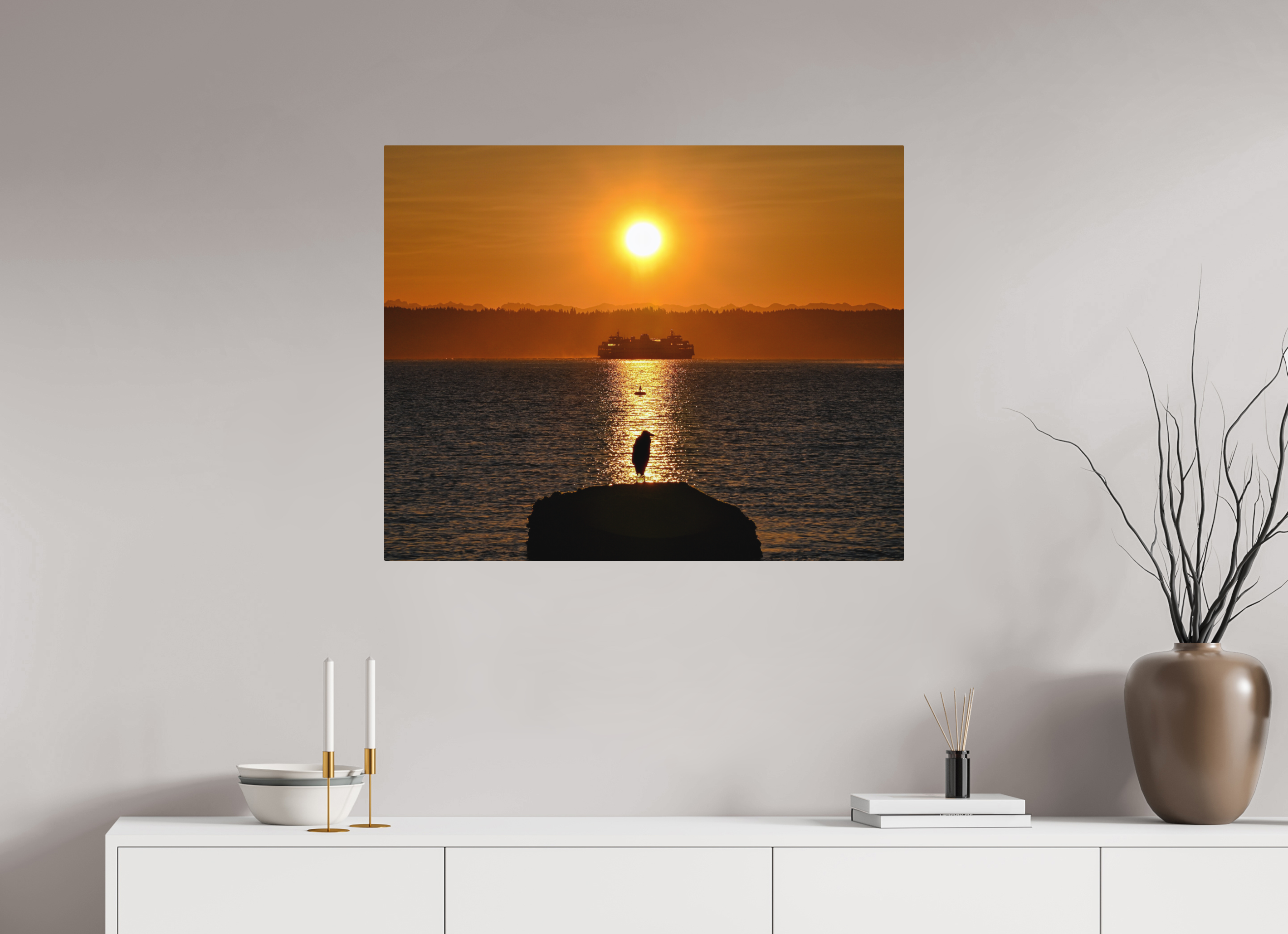 35 x 28″, Direct Print on Aluminum with mounting hardware included. Sunrise on Tide Rock
