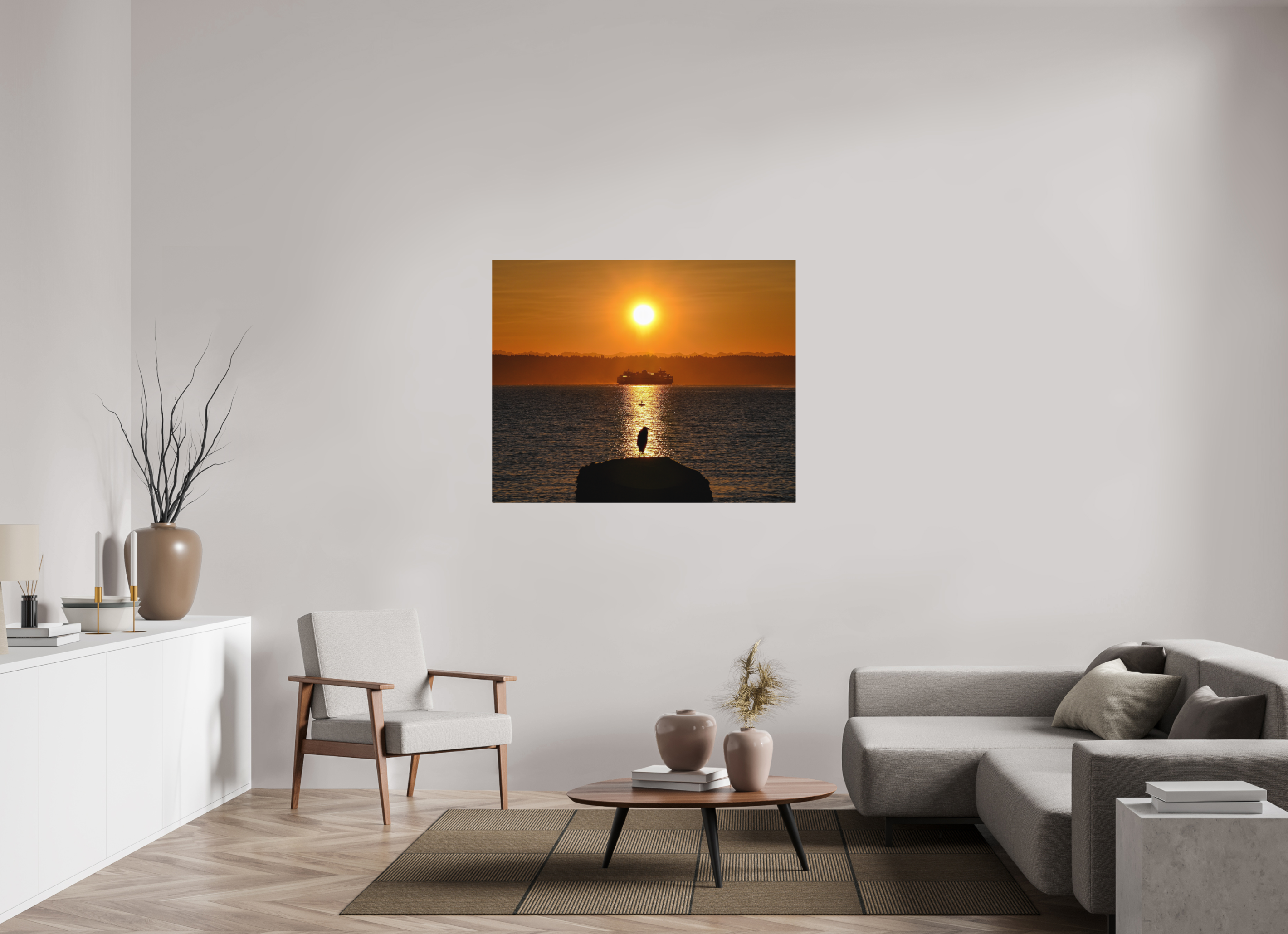 48.7 x 39″, Direct Print on Aluminum with mounting hardware included. Sunrise on Tide Rock