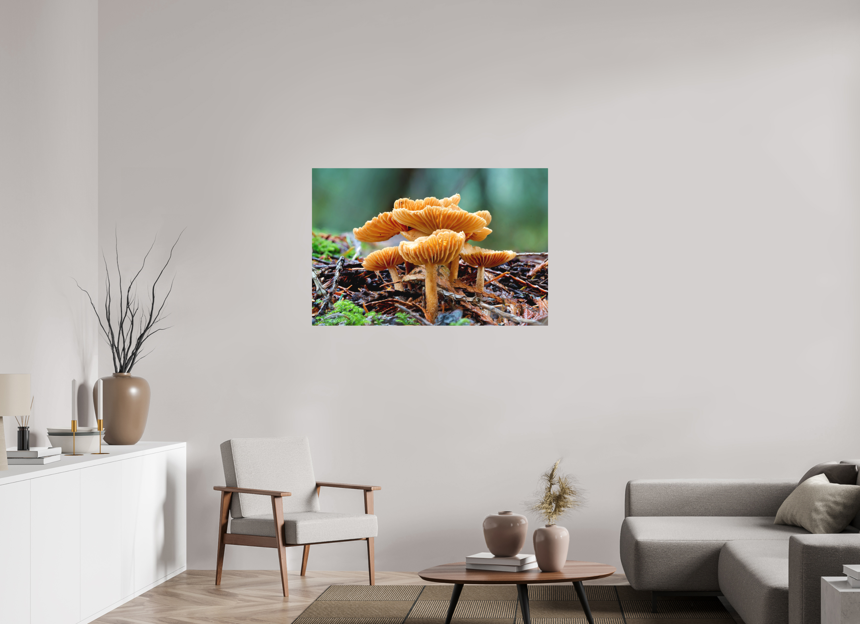 45 x 30″, Direct Print on Aluminum with mounting hardware included. Family of Fungi