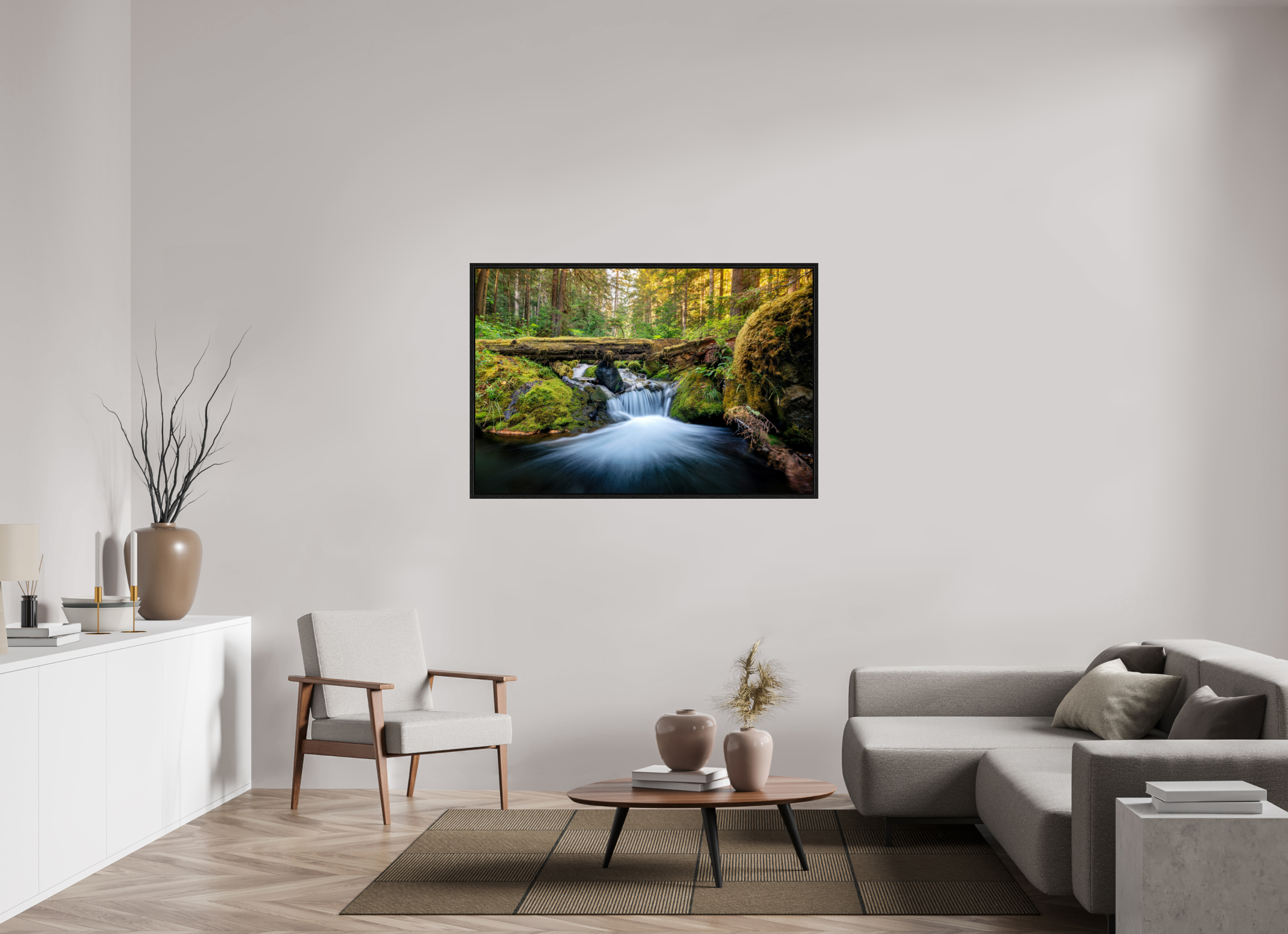 54 x 36″, Floater Frame Falls on the Quilcene River