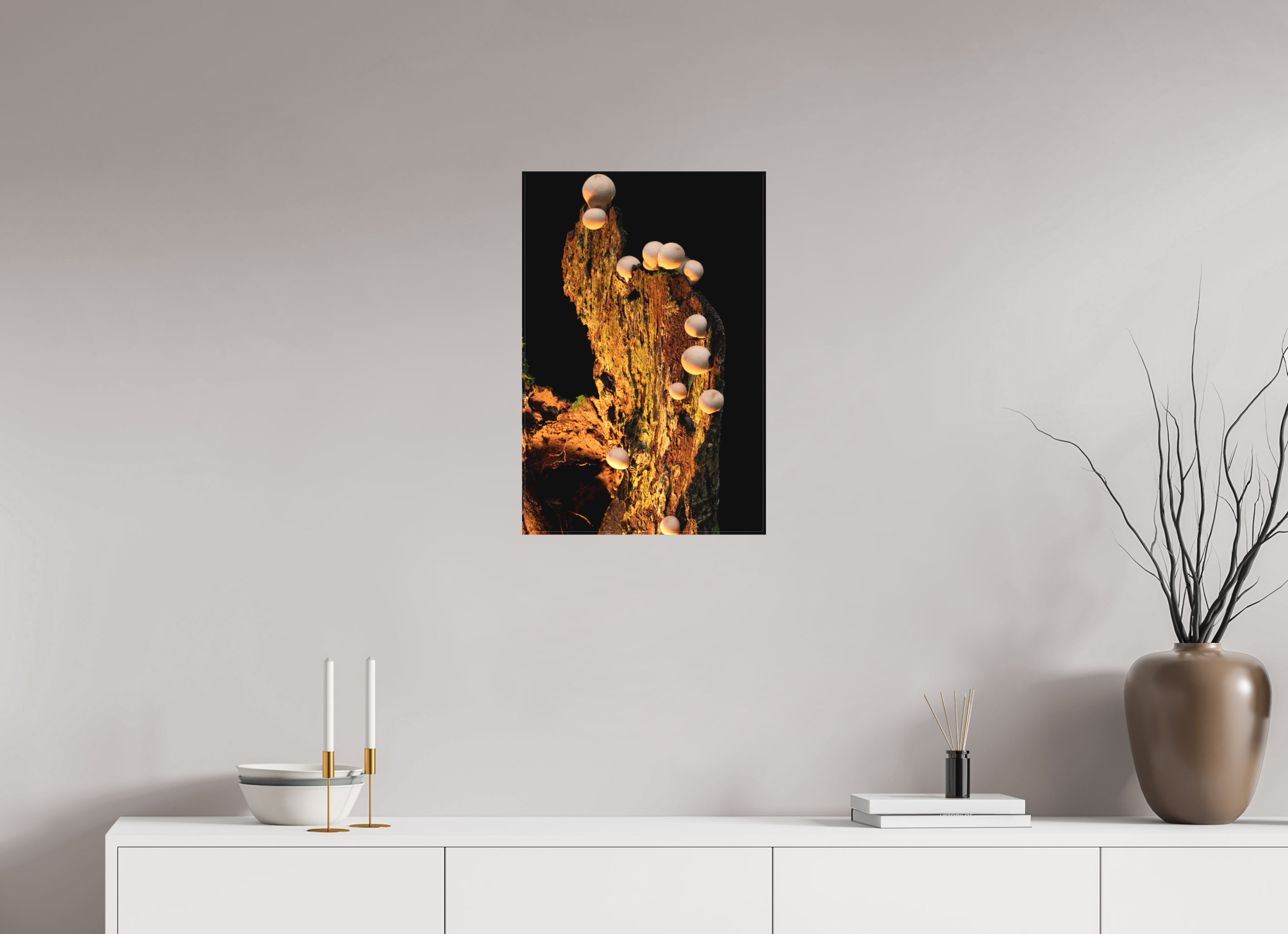 16 x 24″, Matte Canvas with Wrapped Edges Stepping Mushrooms
