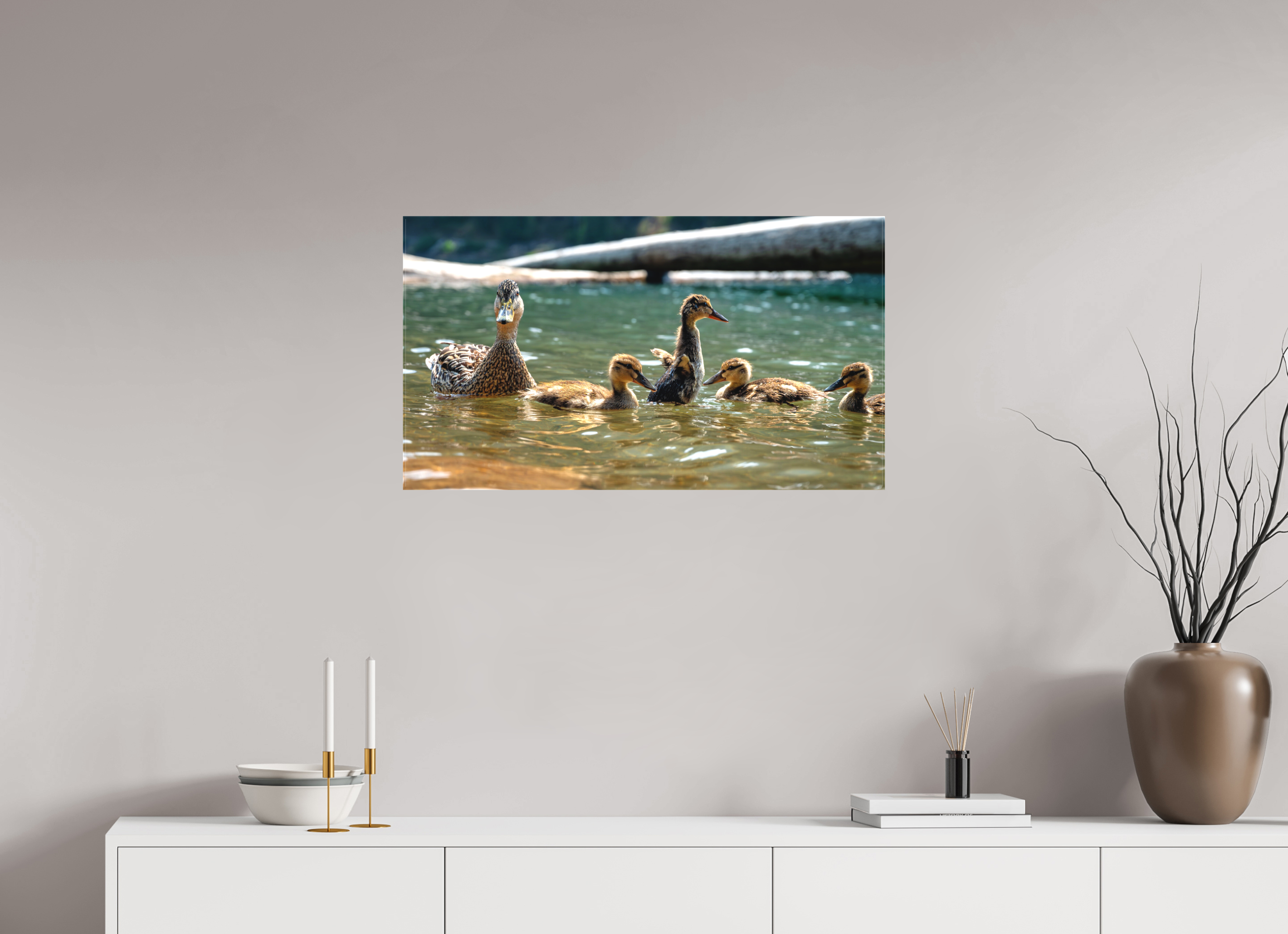 32 x 18″, Matte Canvas with Wrapped Edges Ducklings These Days.