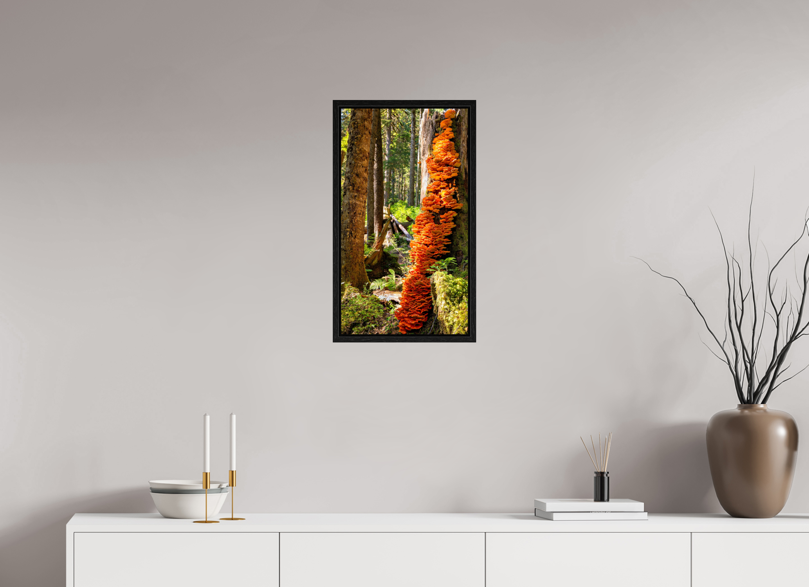 13.5 x 24″, Floater Frame Flaming Stump