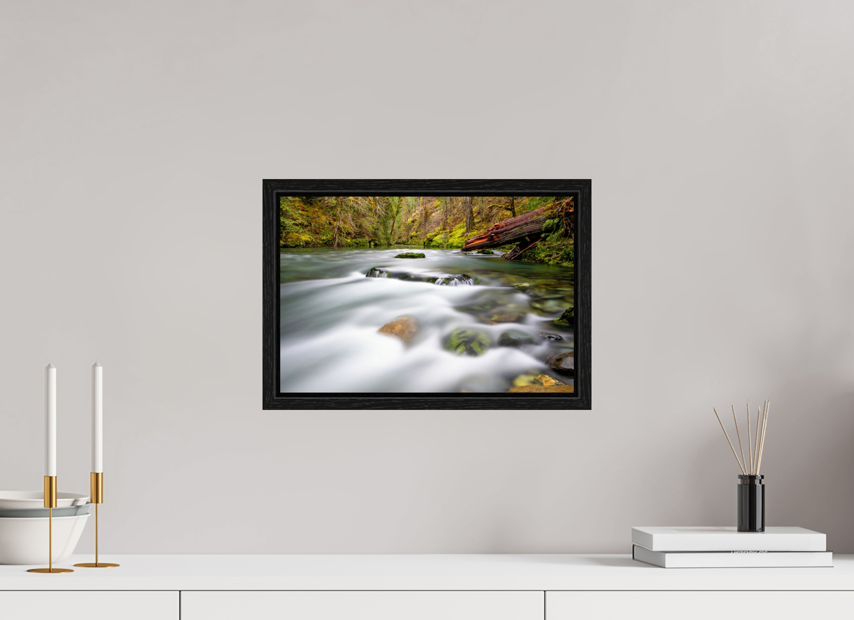 15 x 10″, Floater Frame River Rocks