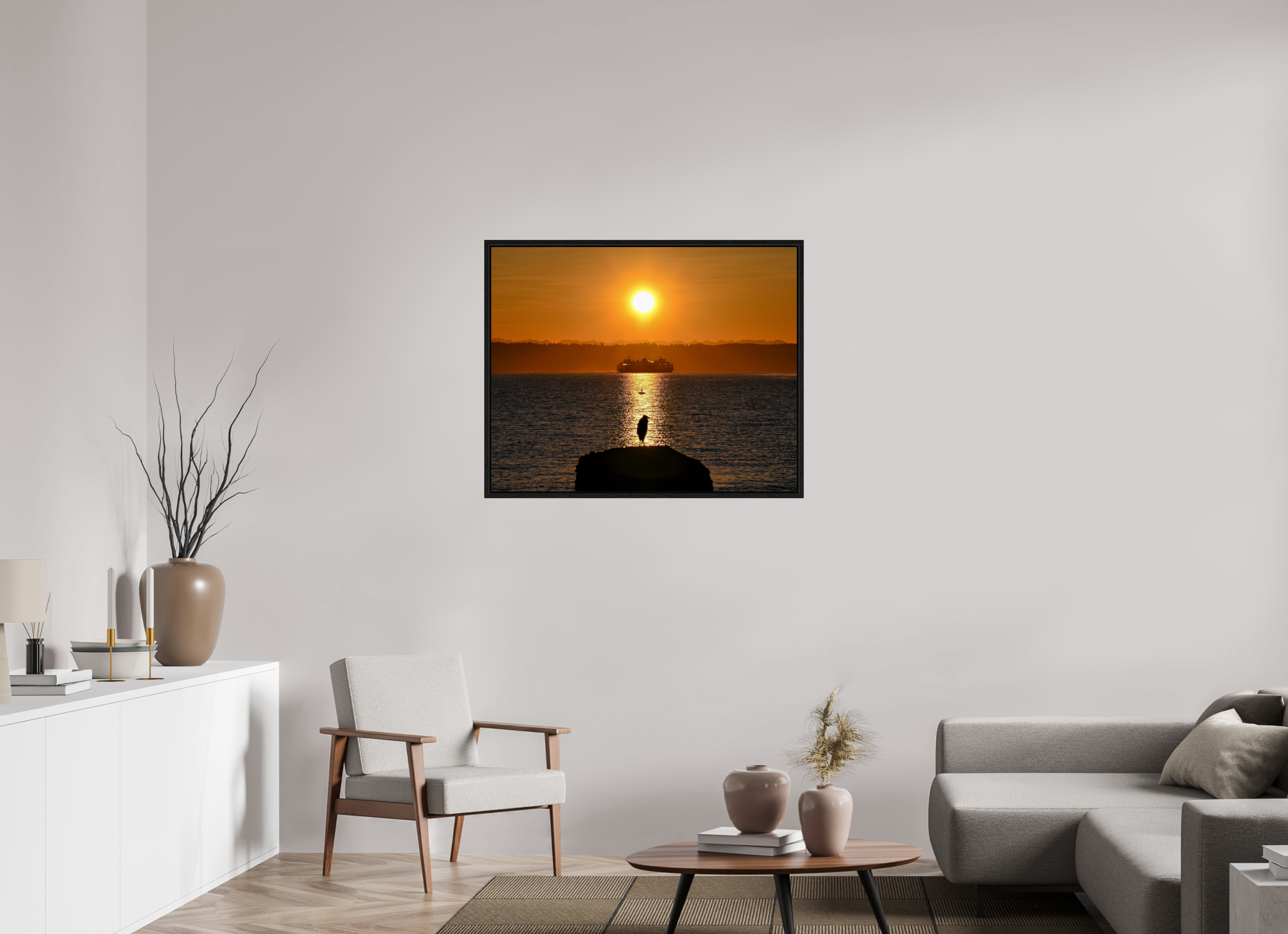 38.7 x 31″, Floater Frame Sunrise on Tide Rock