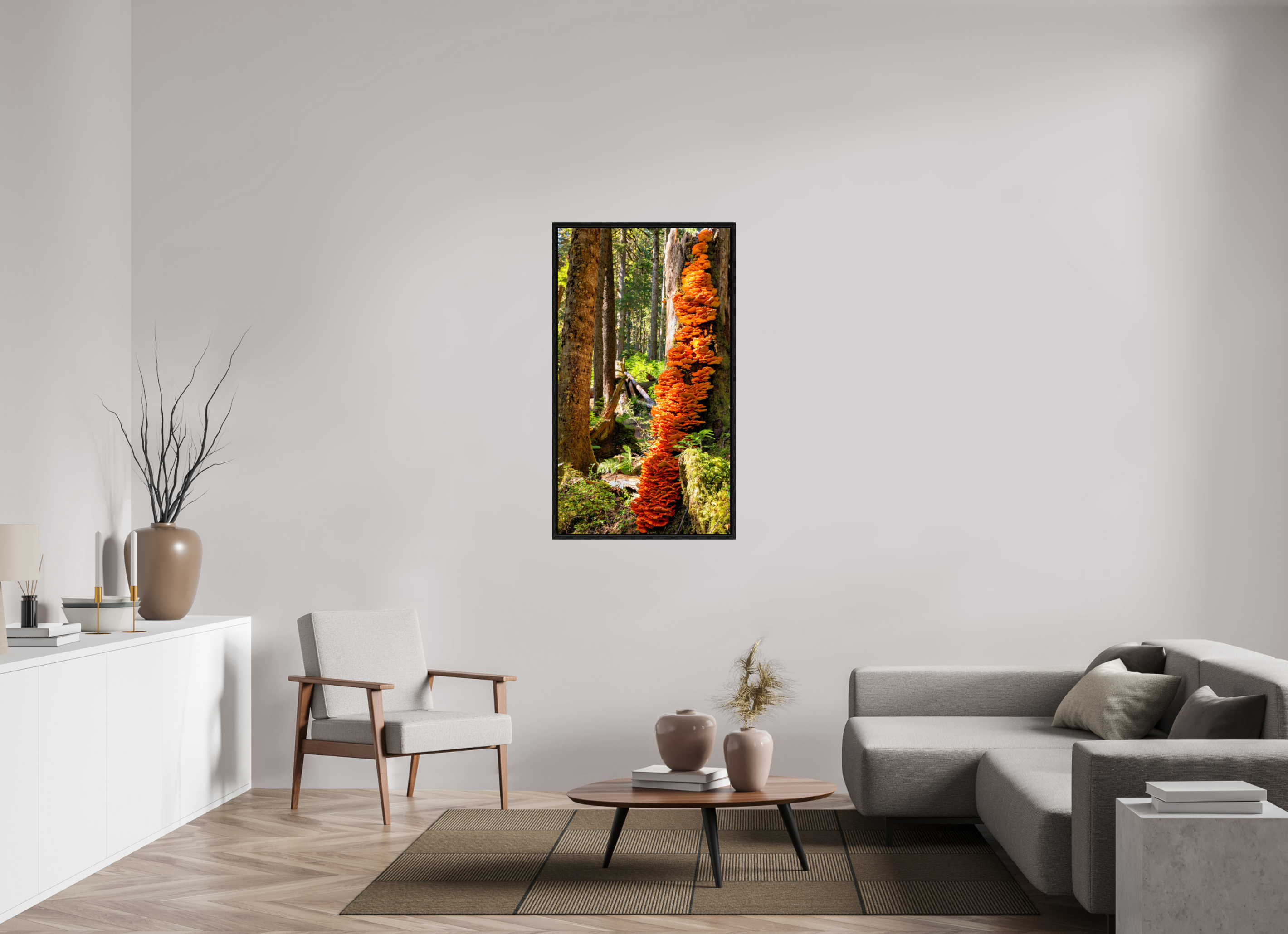 27.6 x 49″, Floater Frame Flaming Stump