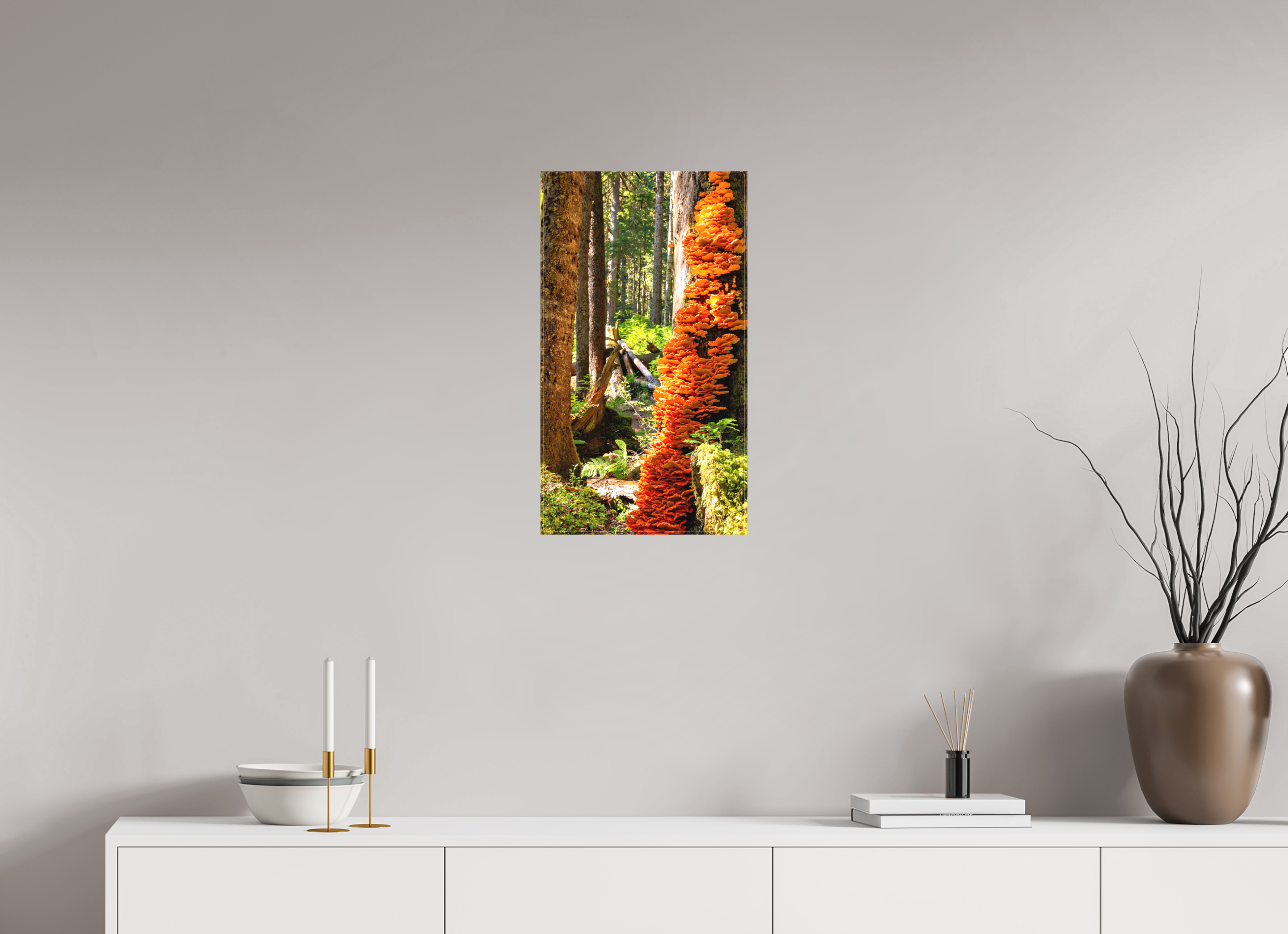 13.5 x 24″, Matte Canvas with Wrapped Edges Flaming Stump