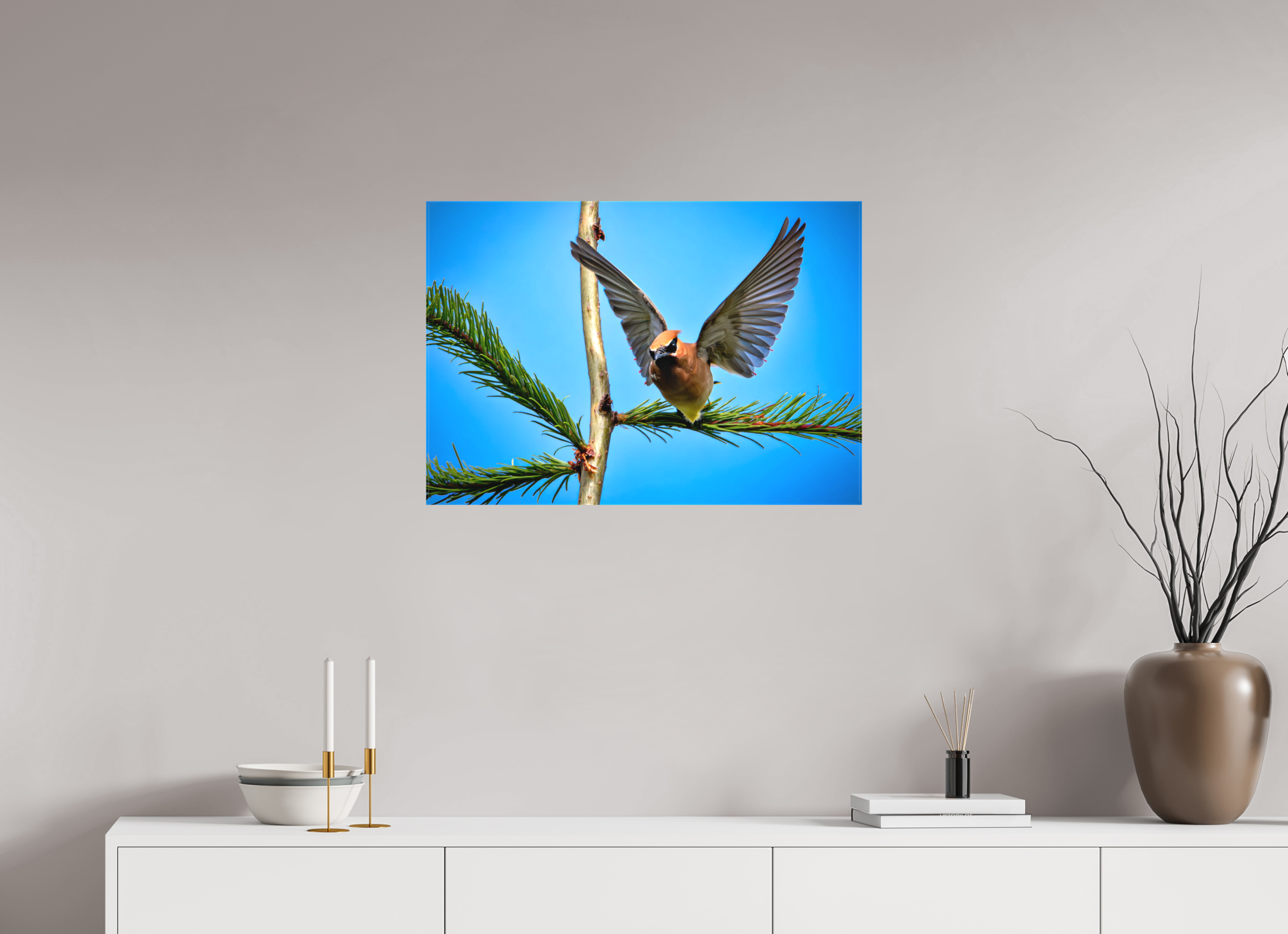 28.9 x 20″, Matte Canvas with Wrapped Edges Wing of the Waxwing