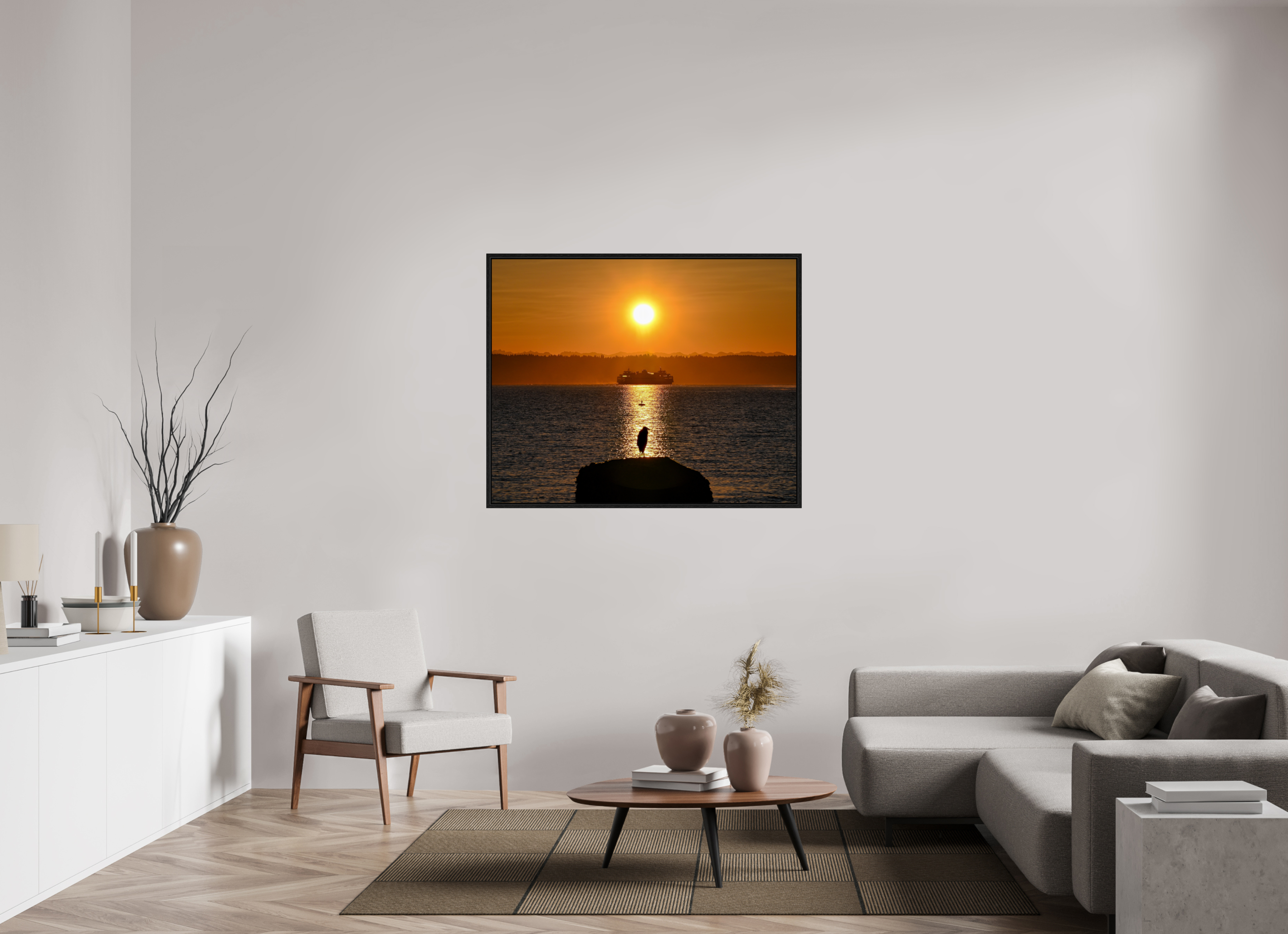 48.7 x 39″, Floater Frame Sunrise on Tide Rock
