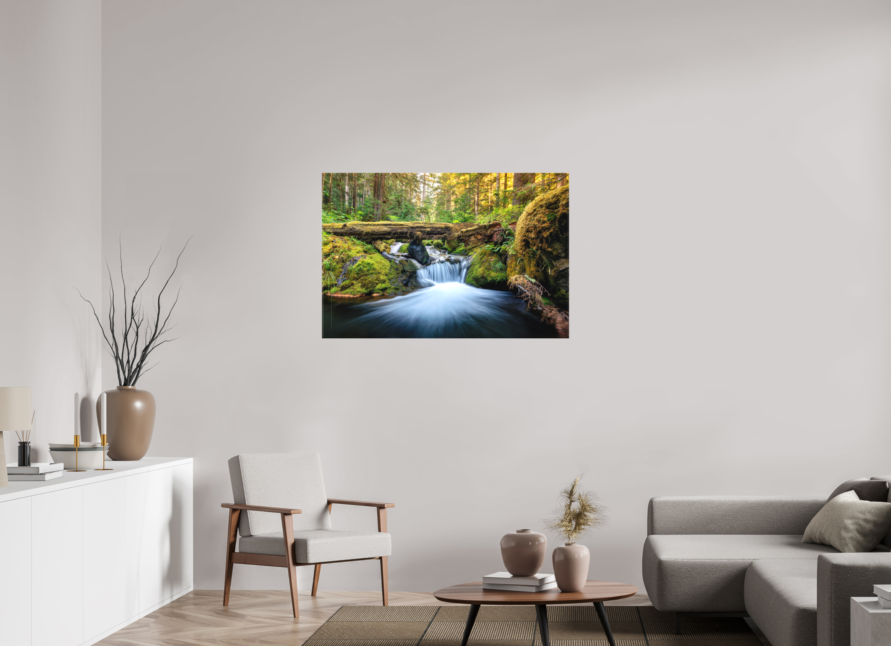 45 x 30″, Matte Canvas with Wrapped Edges Falls on the Quilcene River
