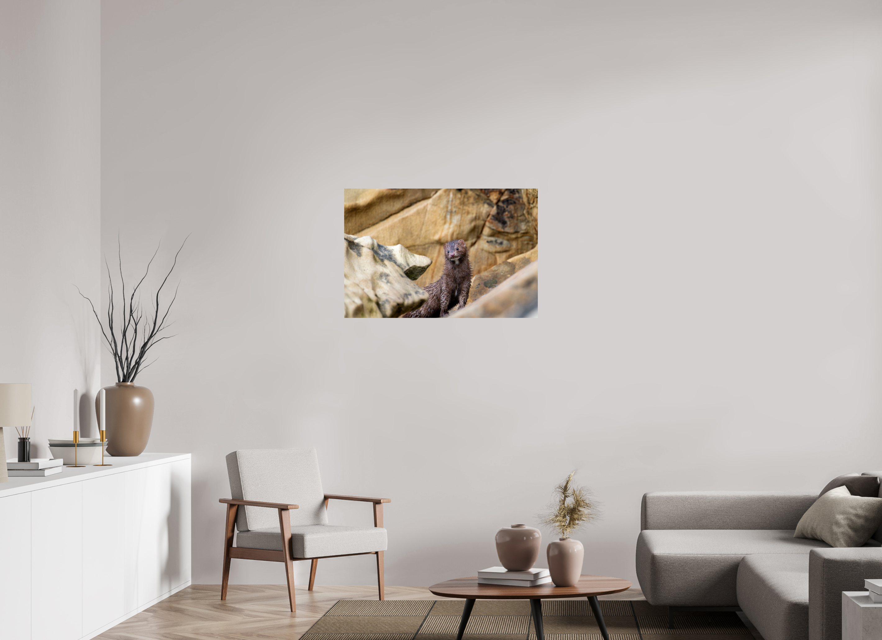 36 x 24″, Photo Print on Aluminum Backing Seaside Mink