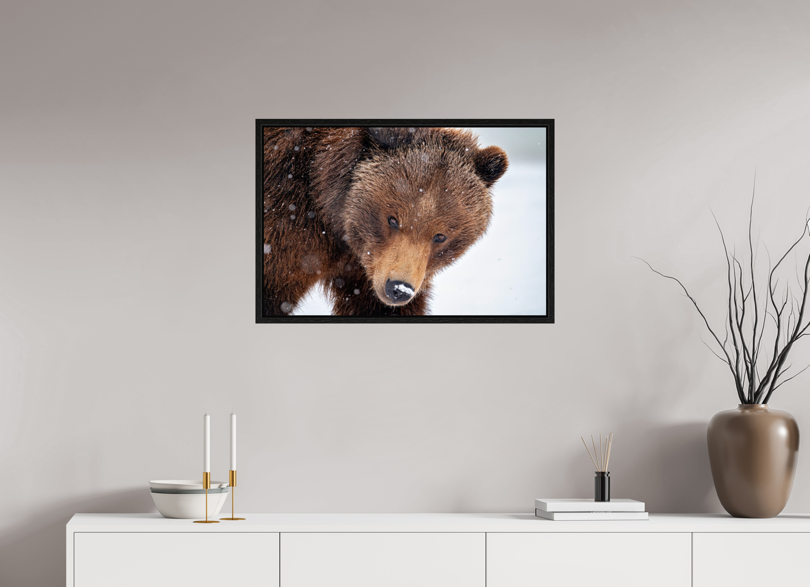 30 x 20″, Floater Frame Bear Stare