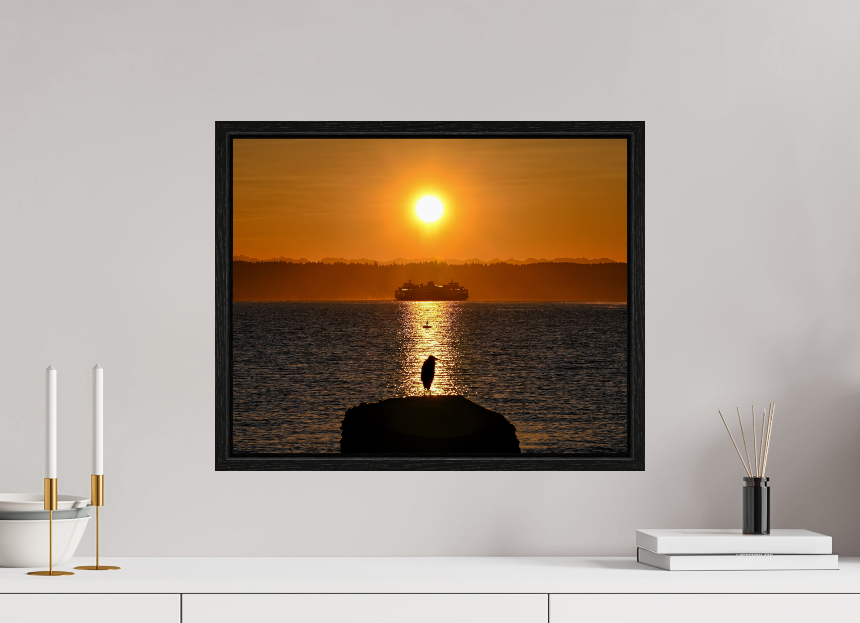20 x 16″, Floater Frame Sunrise on Tide Rock
