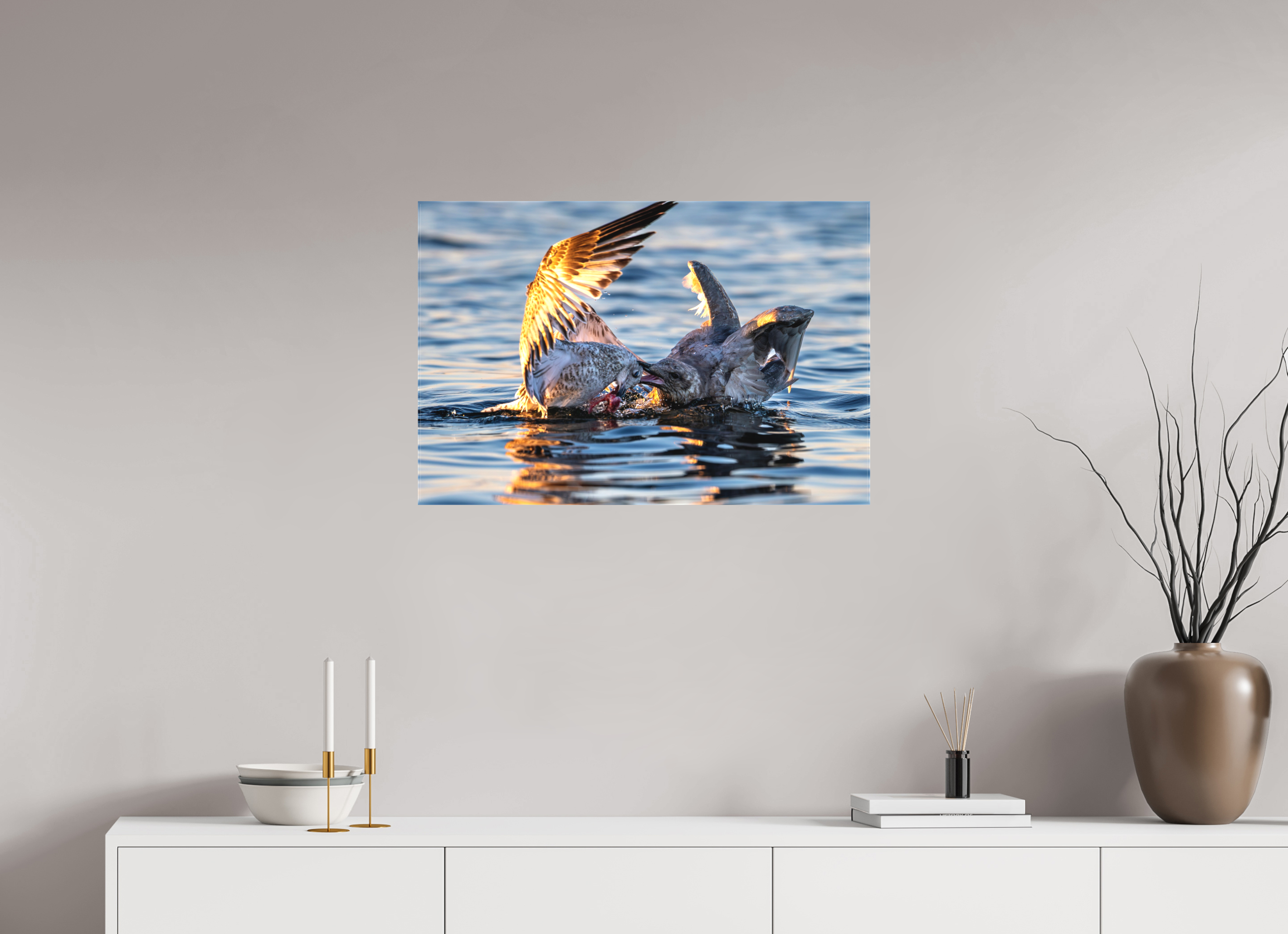 30 x 20″, Matte Canvas with Wrapped Edges Seabird Battle