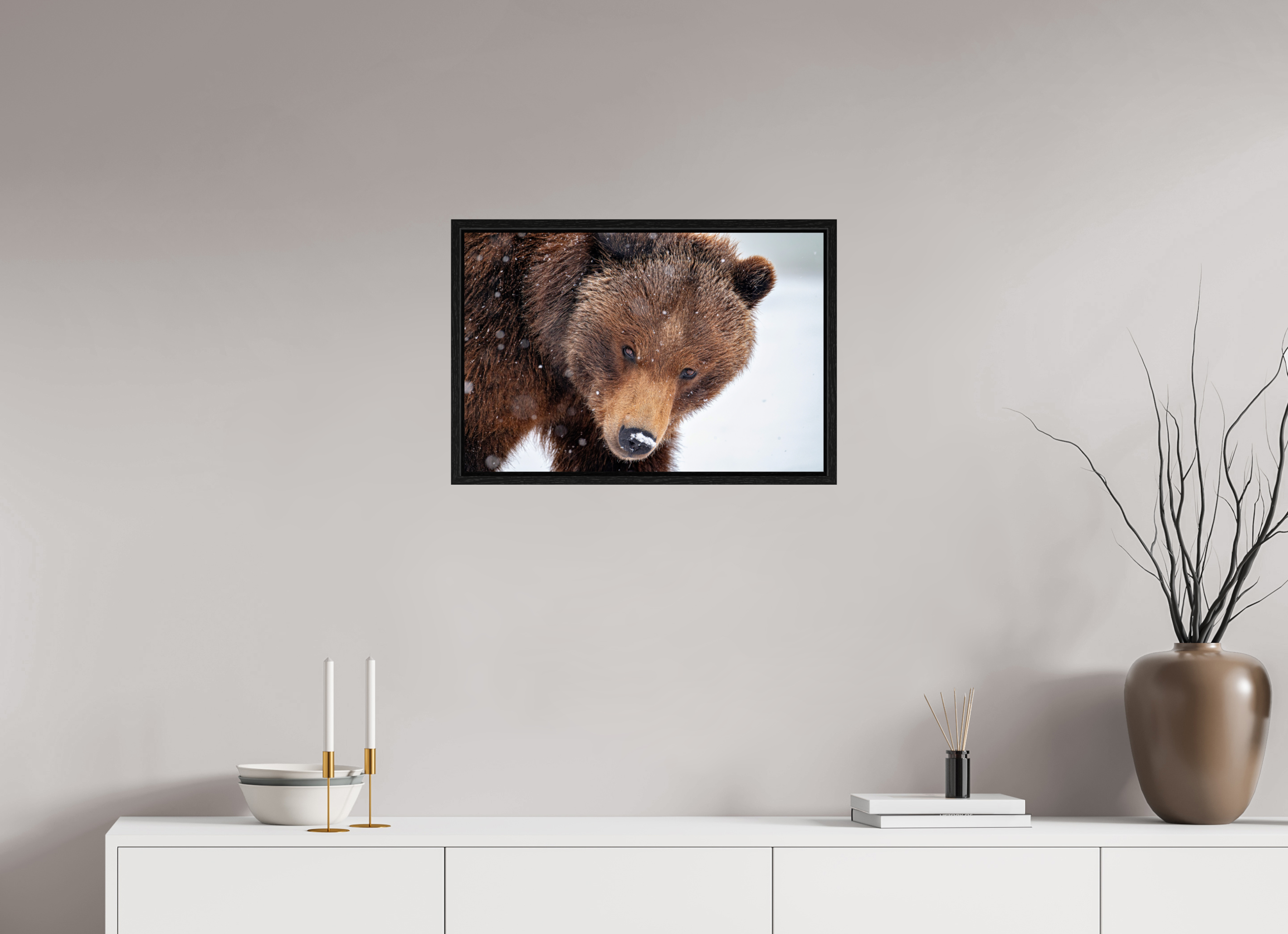 24 x 16″, Floater Frame Bear Stare