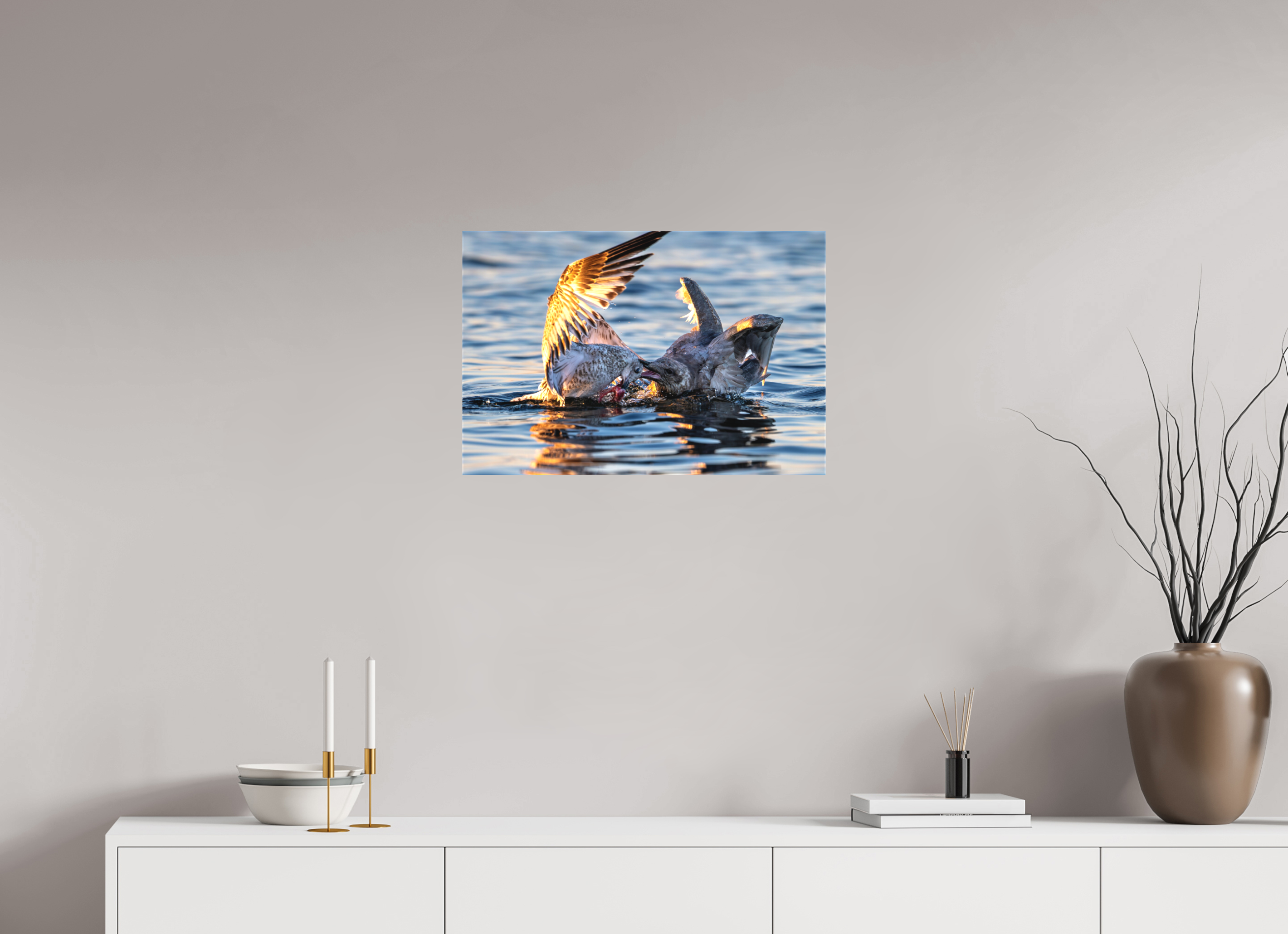 24 x 16″, Matte Canvas with Wrapped Edges Seabird Battle