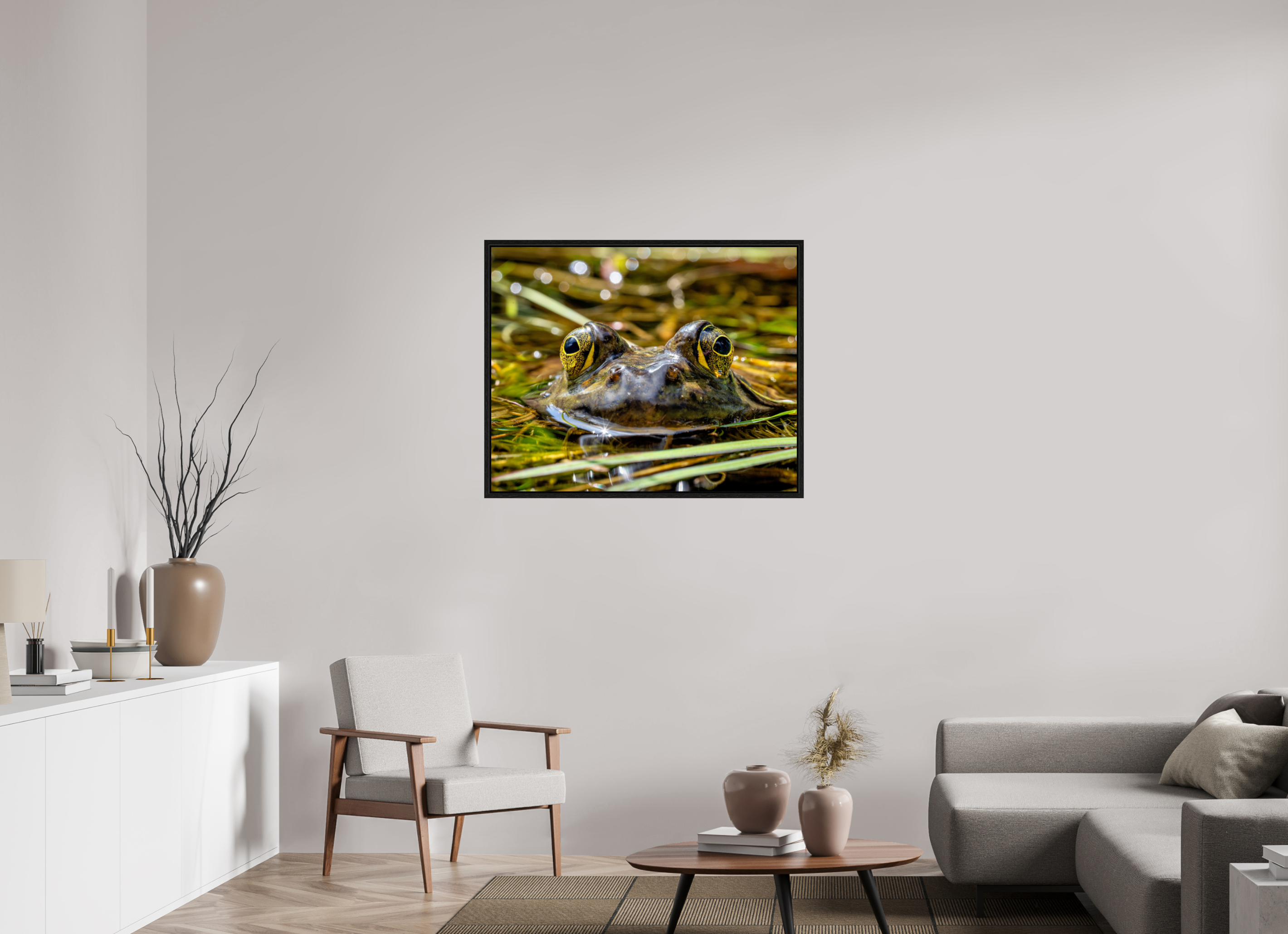 38.7 x 31″, Floater Frame Eyes of Frog