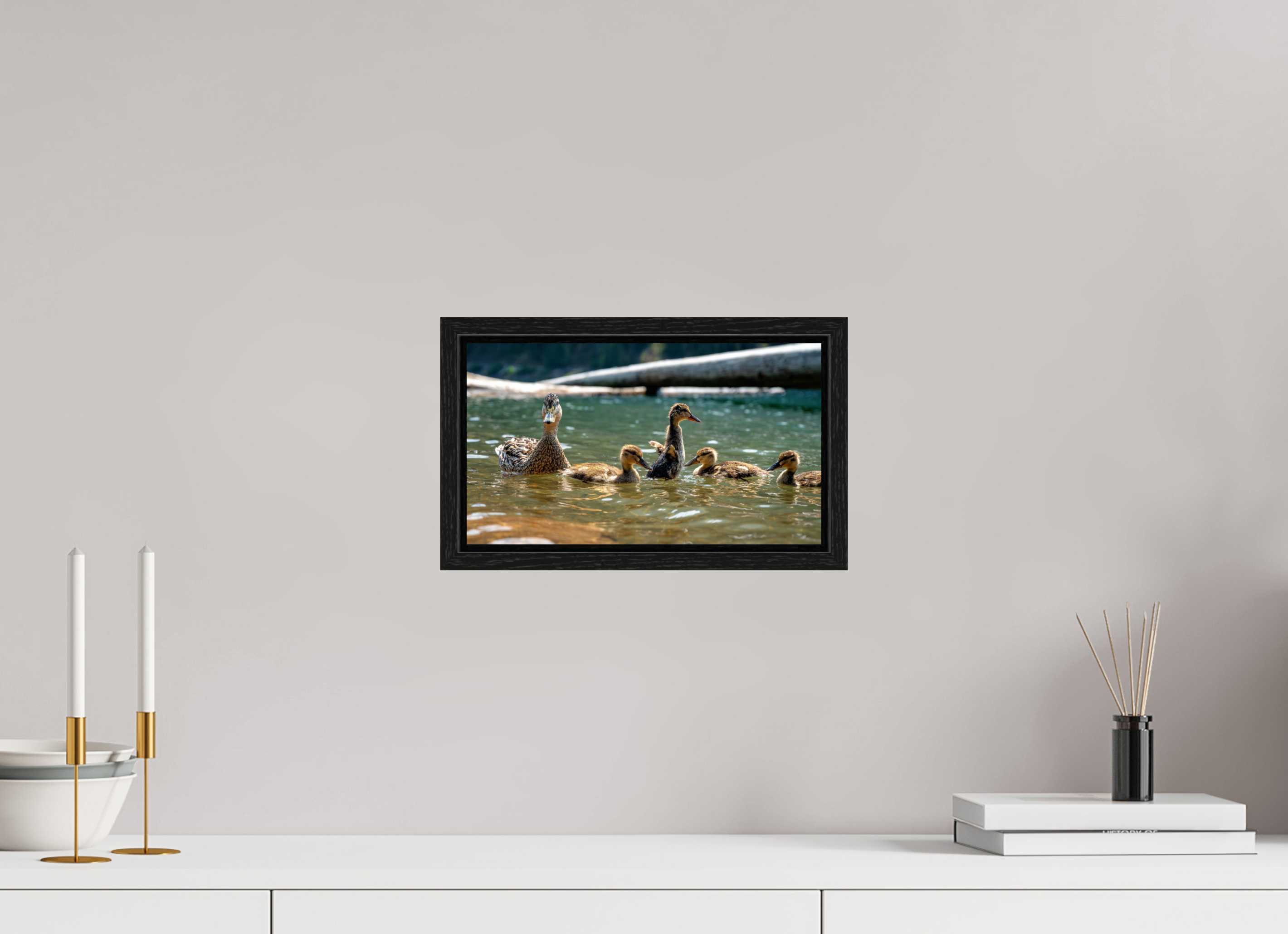 12 x 6.8″, Floater Frame Ducklings These Days.